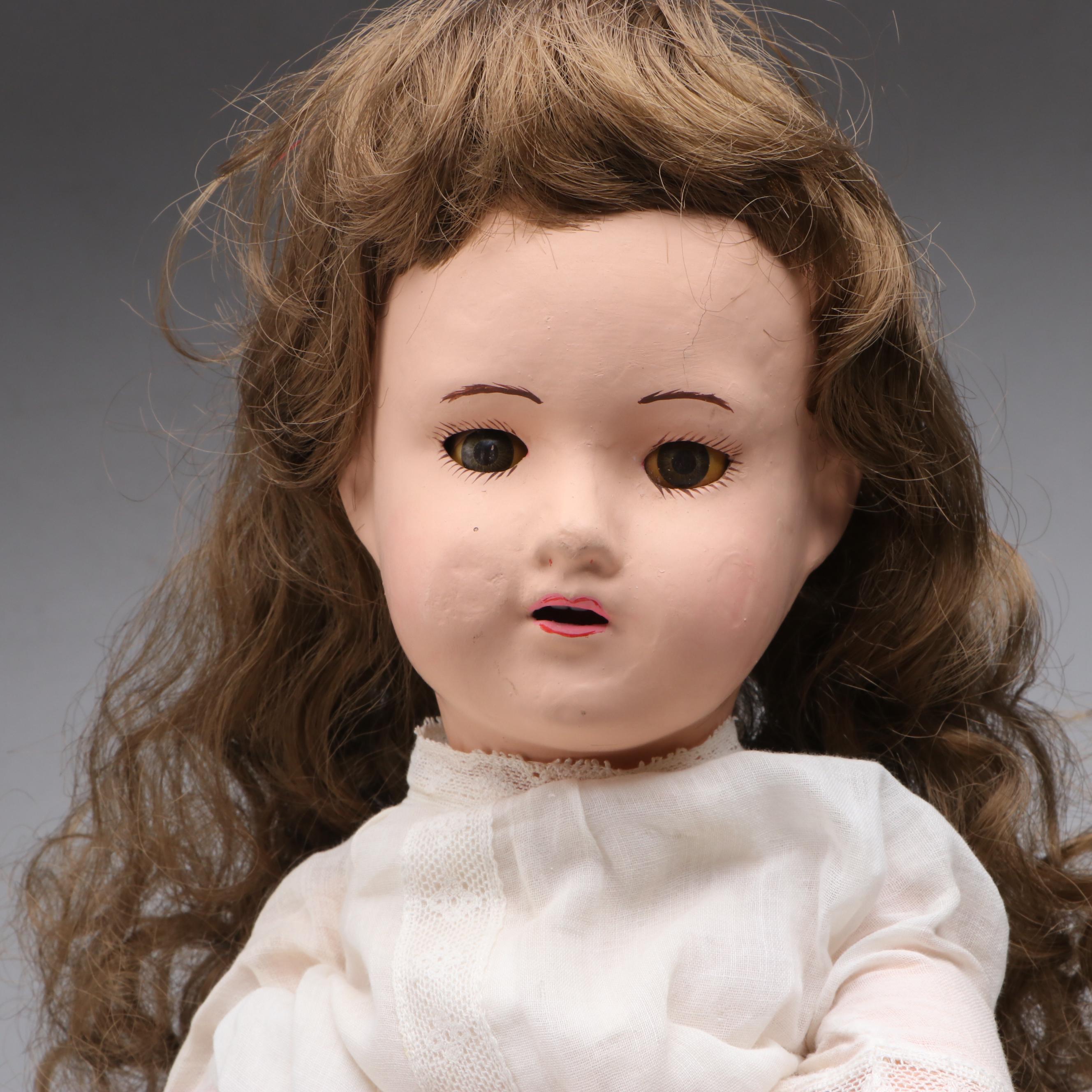Trego Composition Sleepy Eye Doll with Doll Body, Early 20th Century