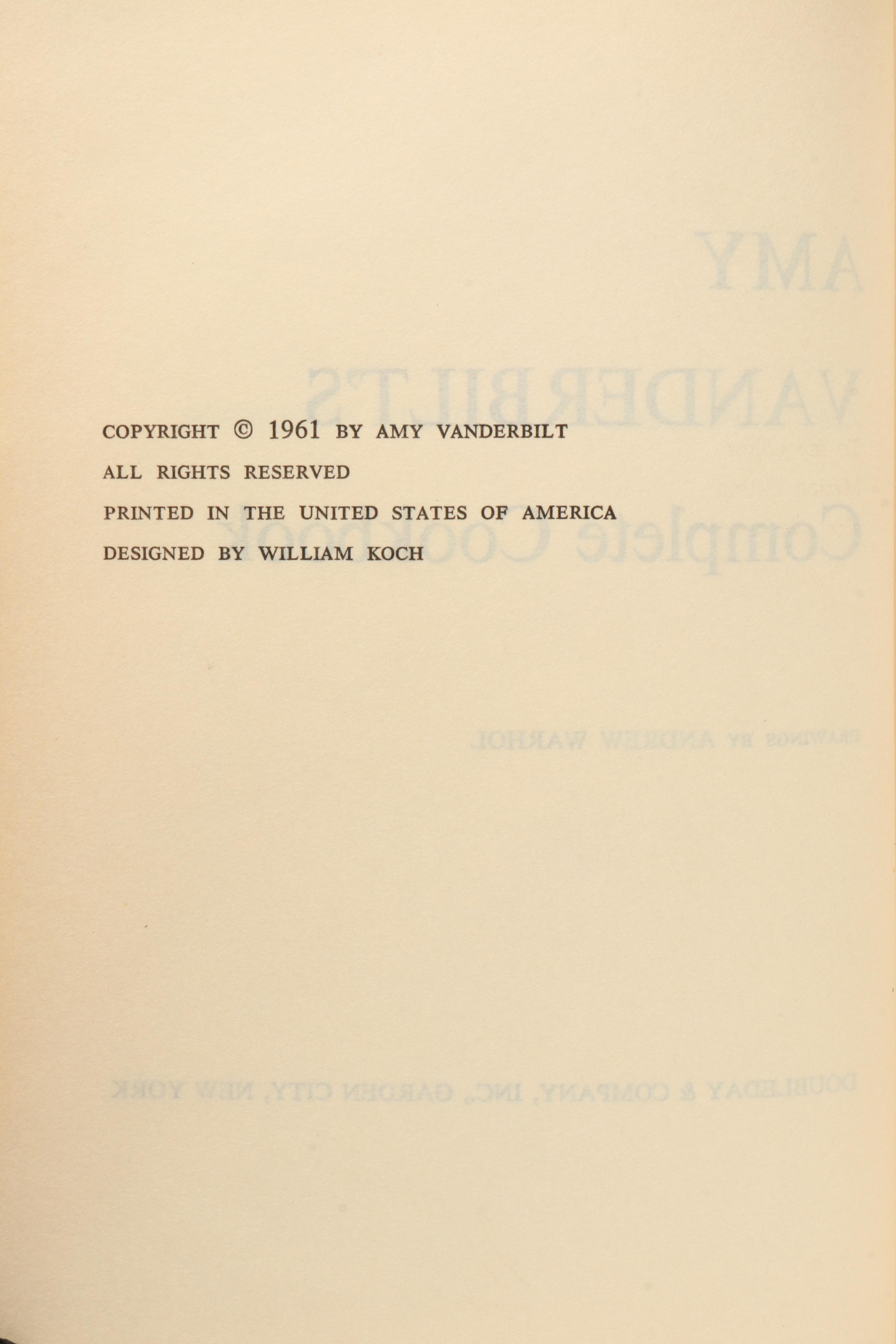 Andy Warhol Illustrated "Amy Vanderbilt's Complete Cookbook," 1961