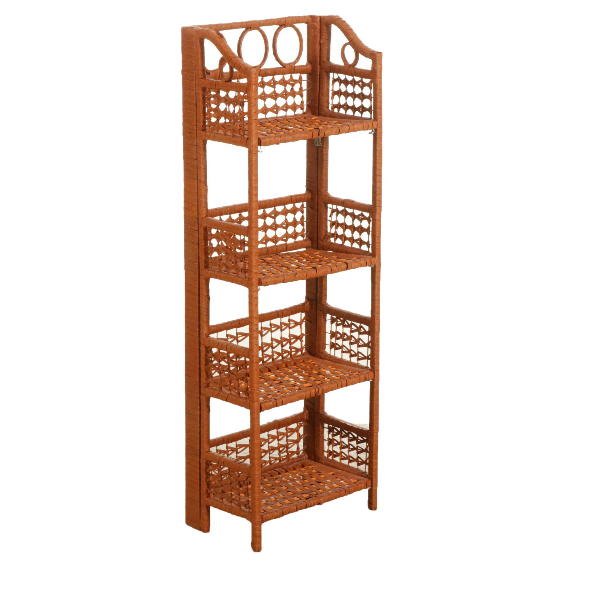 Folding Twisted Cord Rattan Curio Shelf