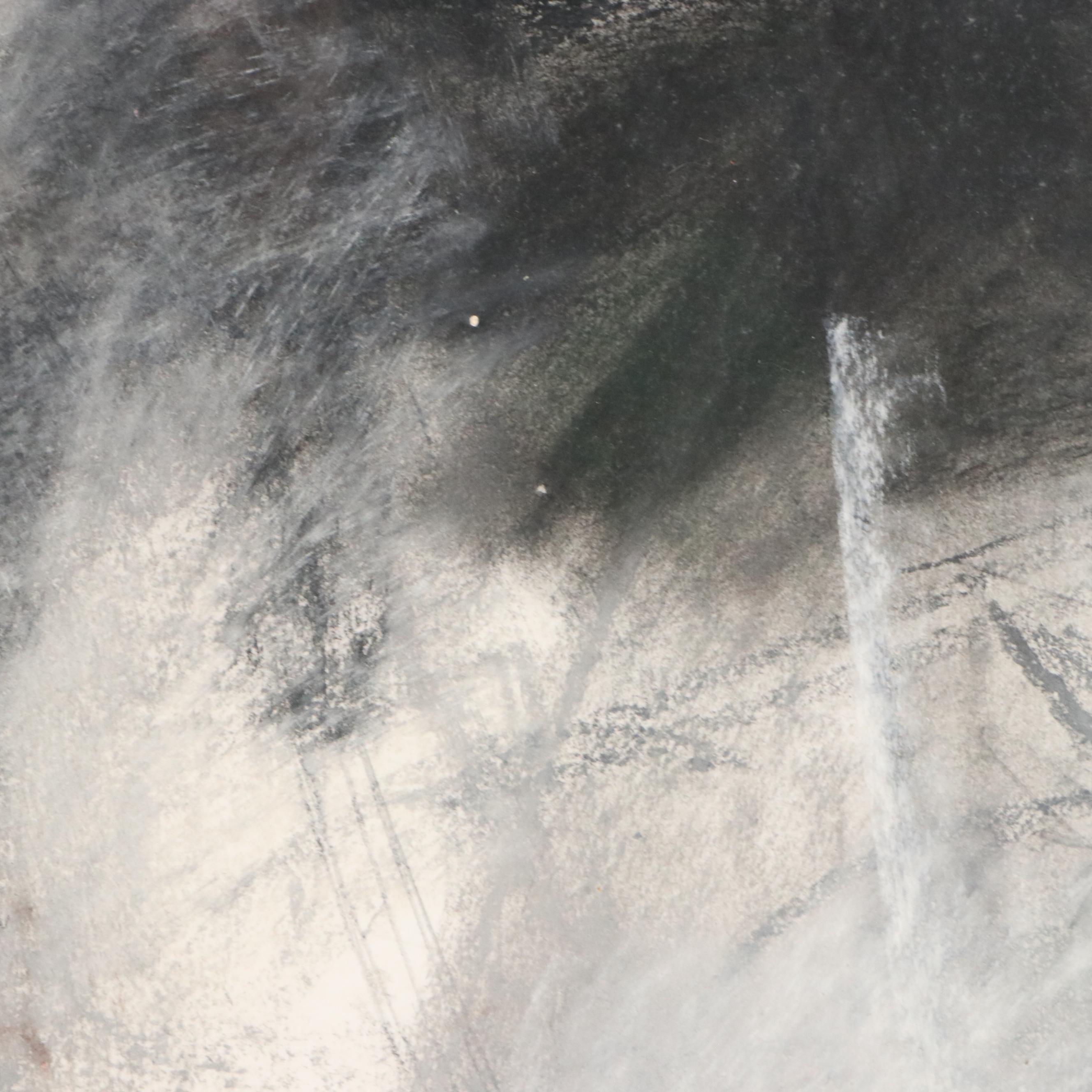 Charcoal and Pastel Drawing Gestural Abstract Composition, 1990