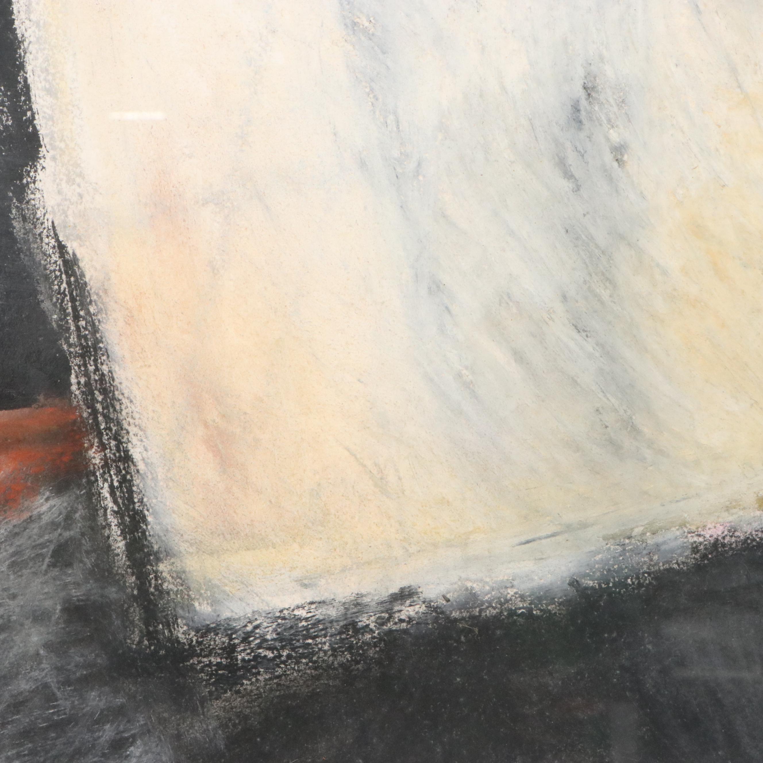 Charcoal and Pastel Drawing Gestural Abstract Composition, 1990