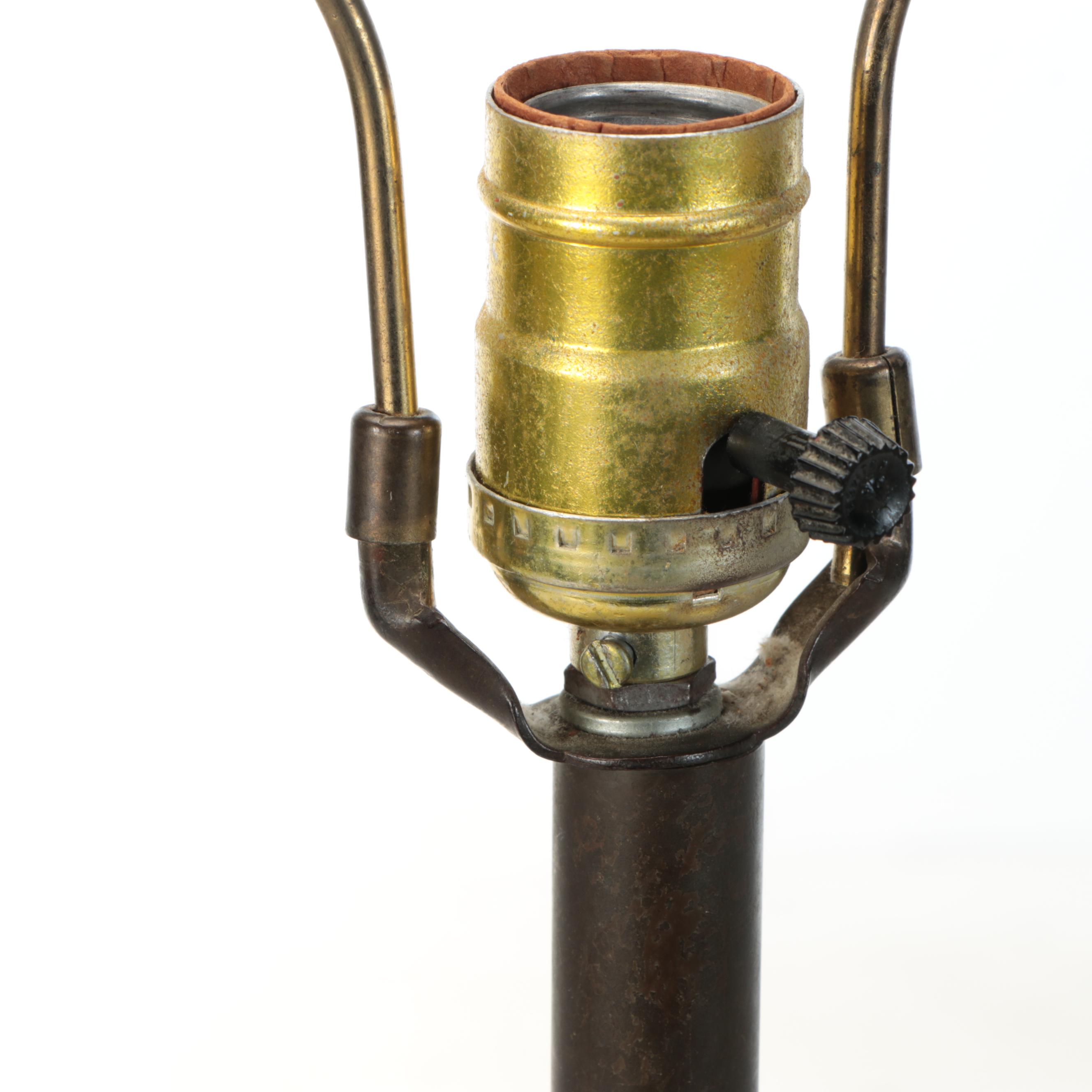 Ottman Bro's & Co. Cobalt on Salt Glazed Stoneware Jug, Adapted as Lamp