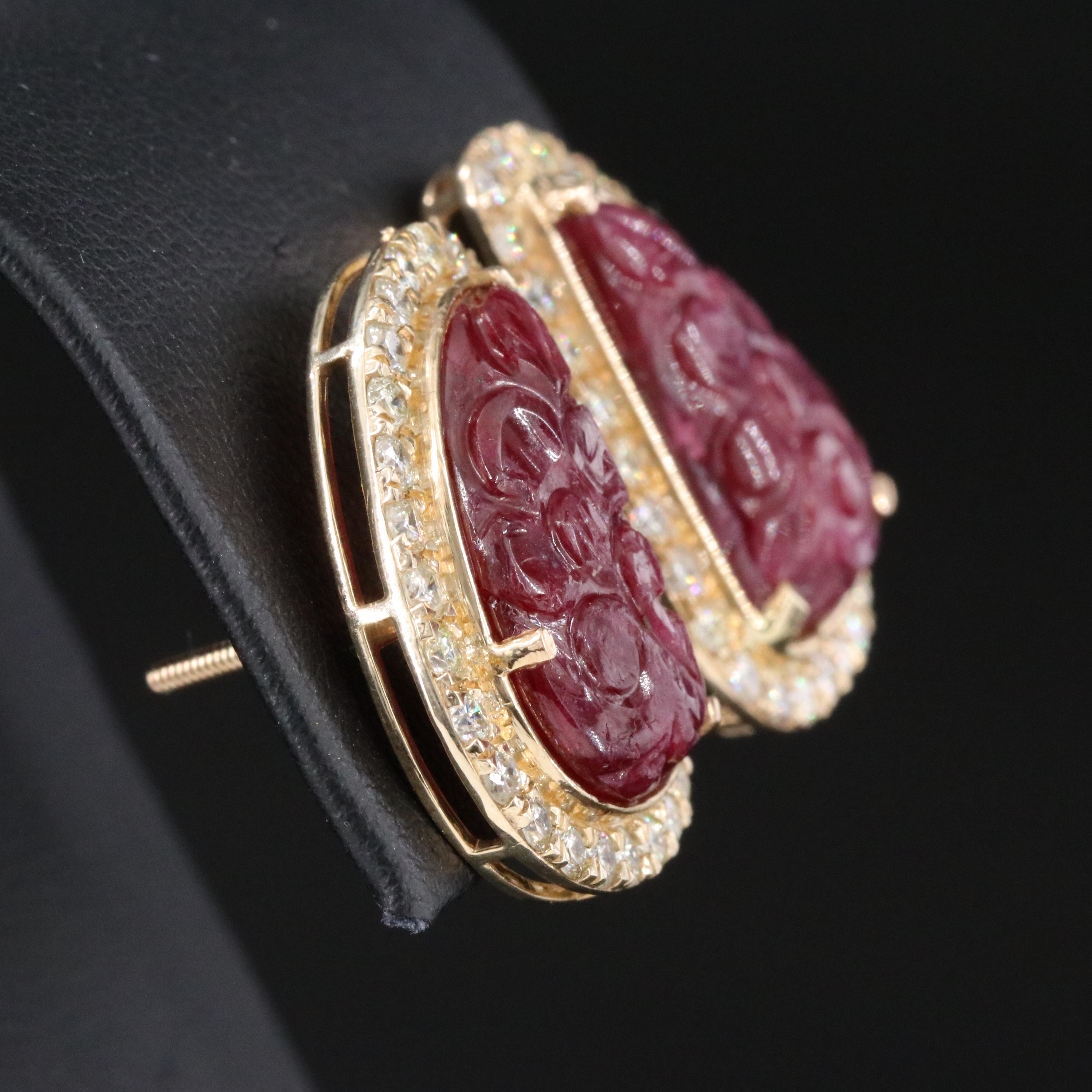 14K 13.31 CTW Ruby and 1.76 CTW Diamond Earrings