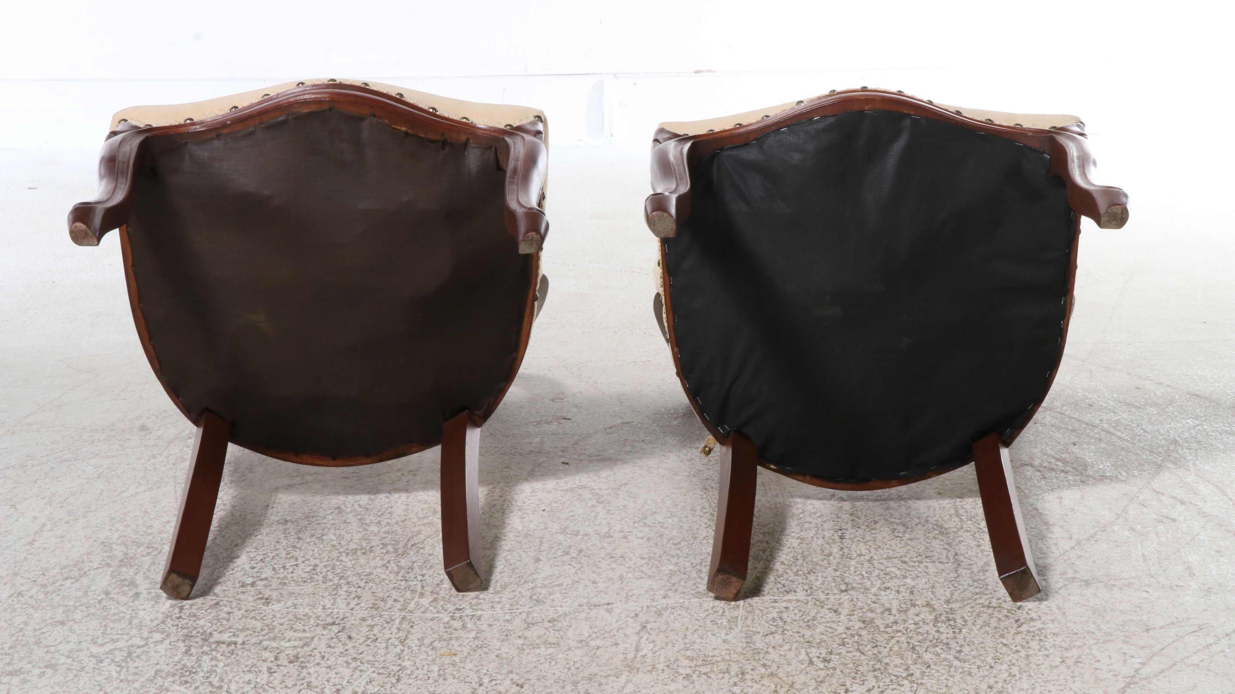 Pair of Victorian Style Carved Walnut Balloon Back Chairs with Needlepoint Seats