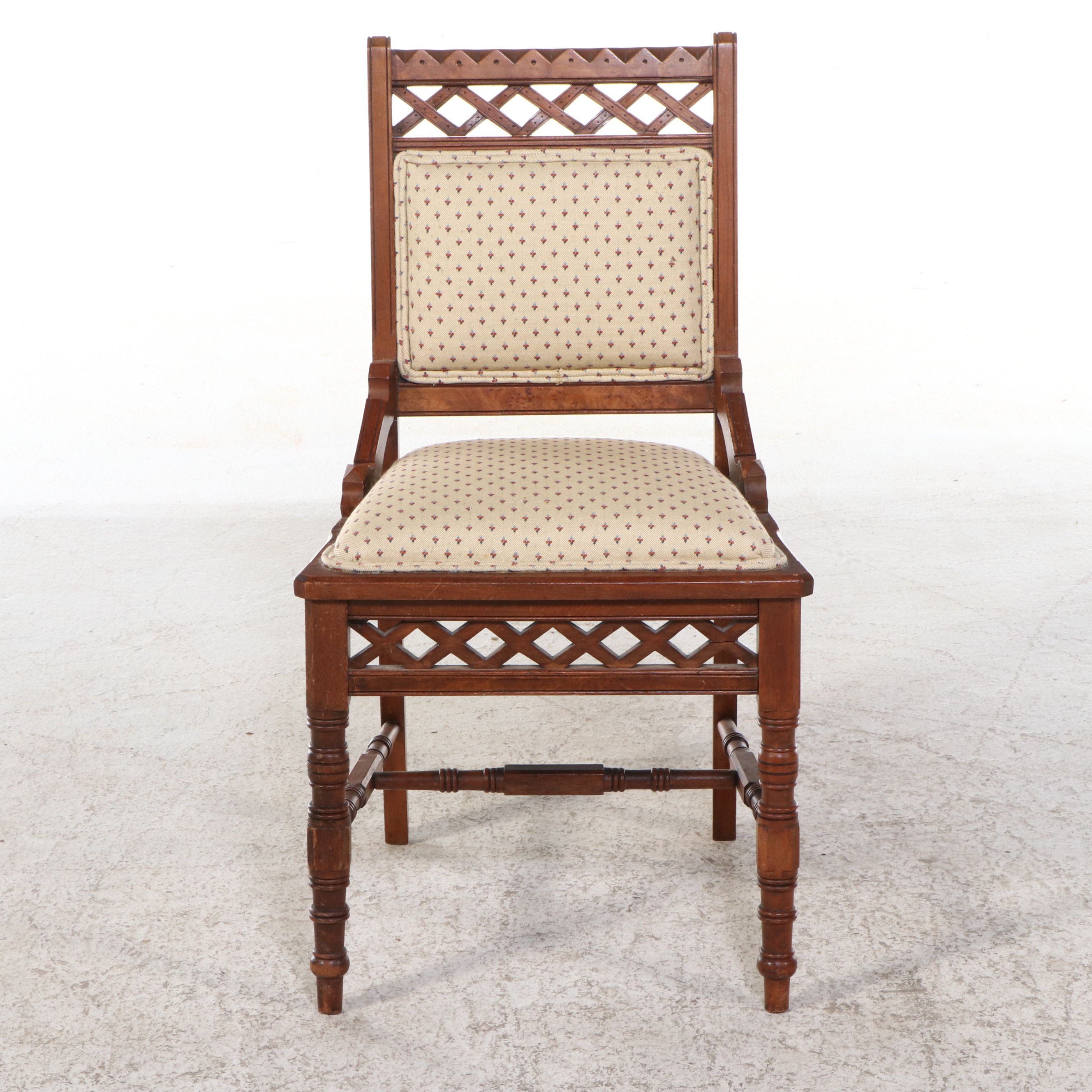 Victorian Eastlake Style Carved Walnut Side Chair, Late 19th Century