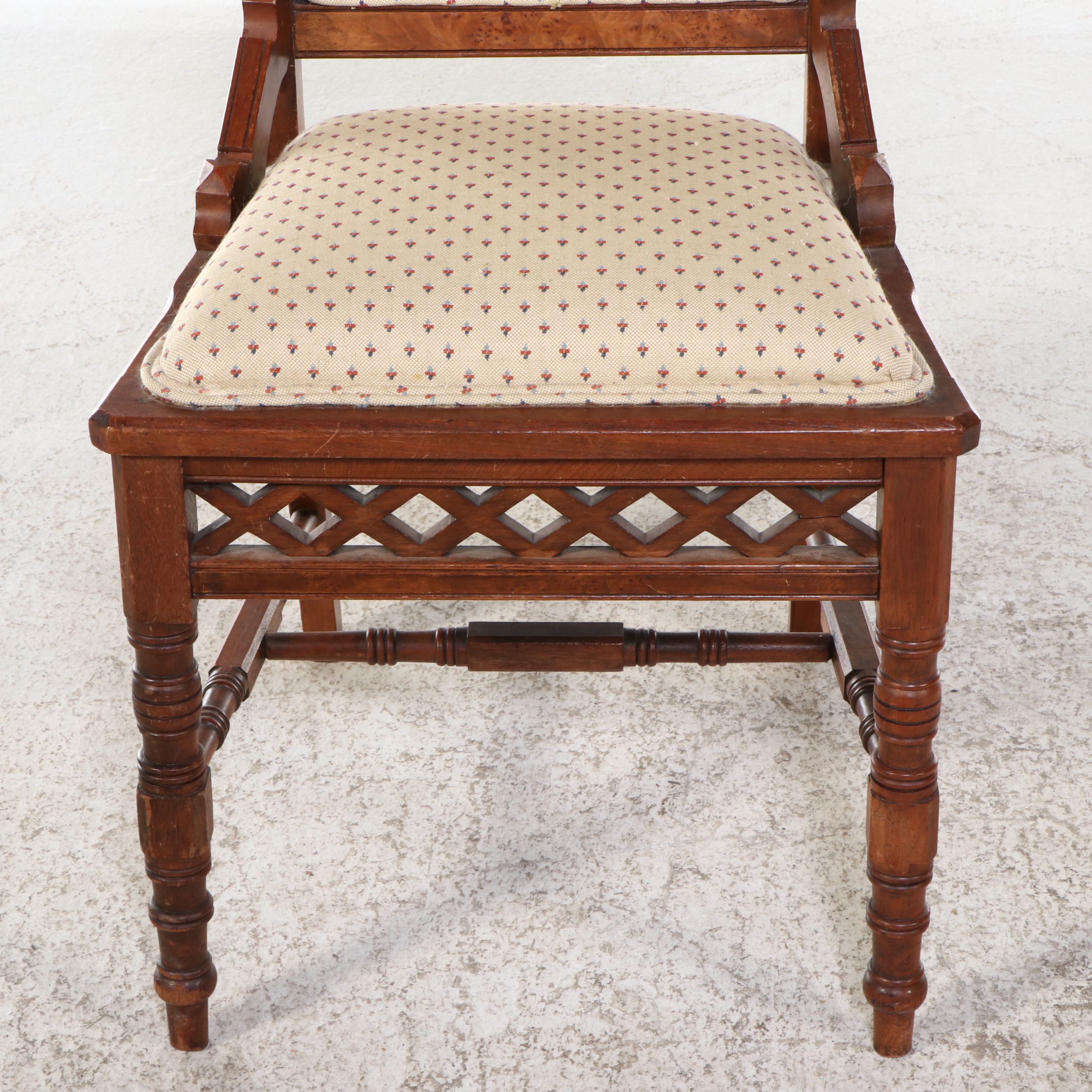 Victorian Eastlake Style Carved Walnut Side Chair, Late 19th Century
