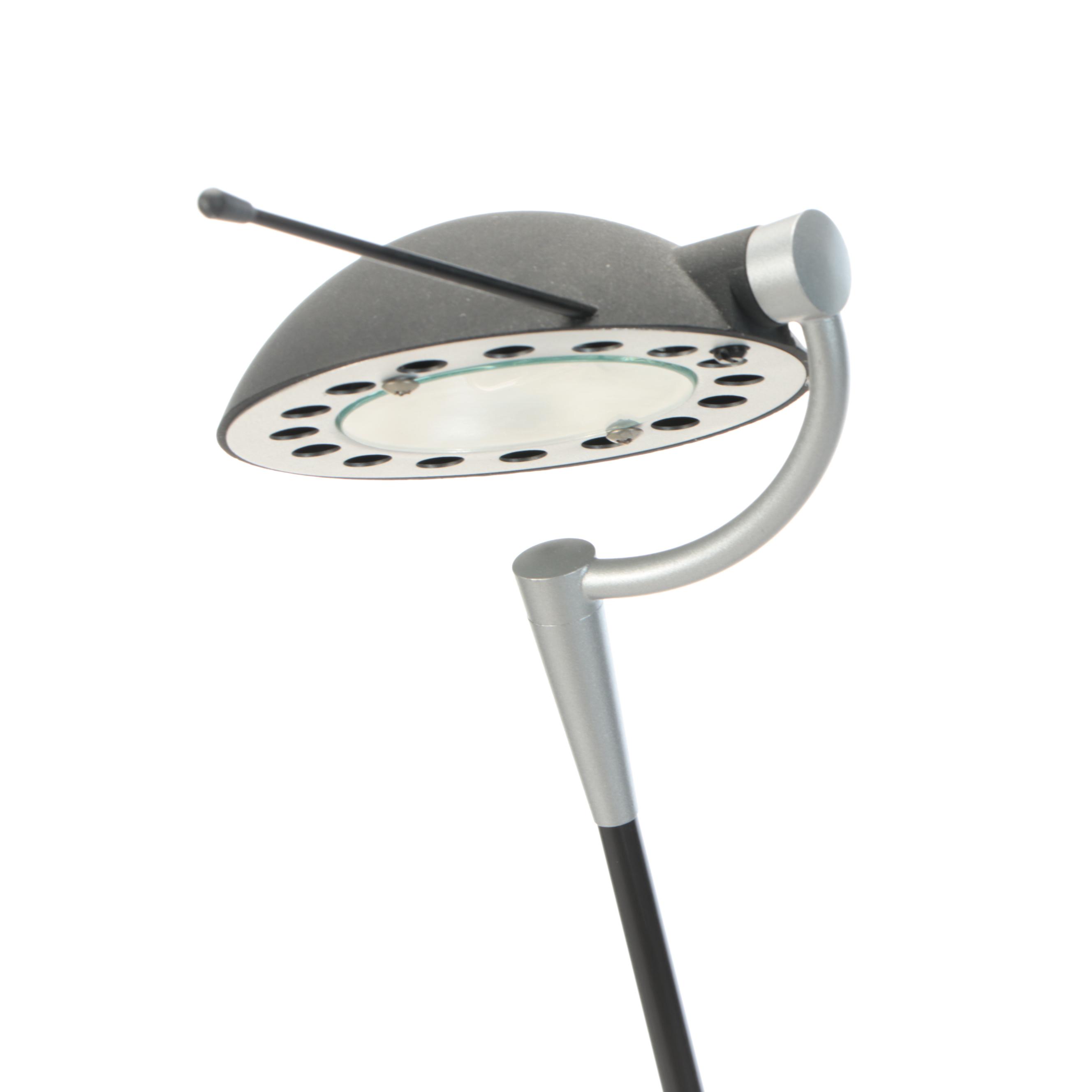 Postmodern Chrome, Wood and Enameled Desk Lamps