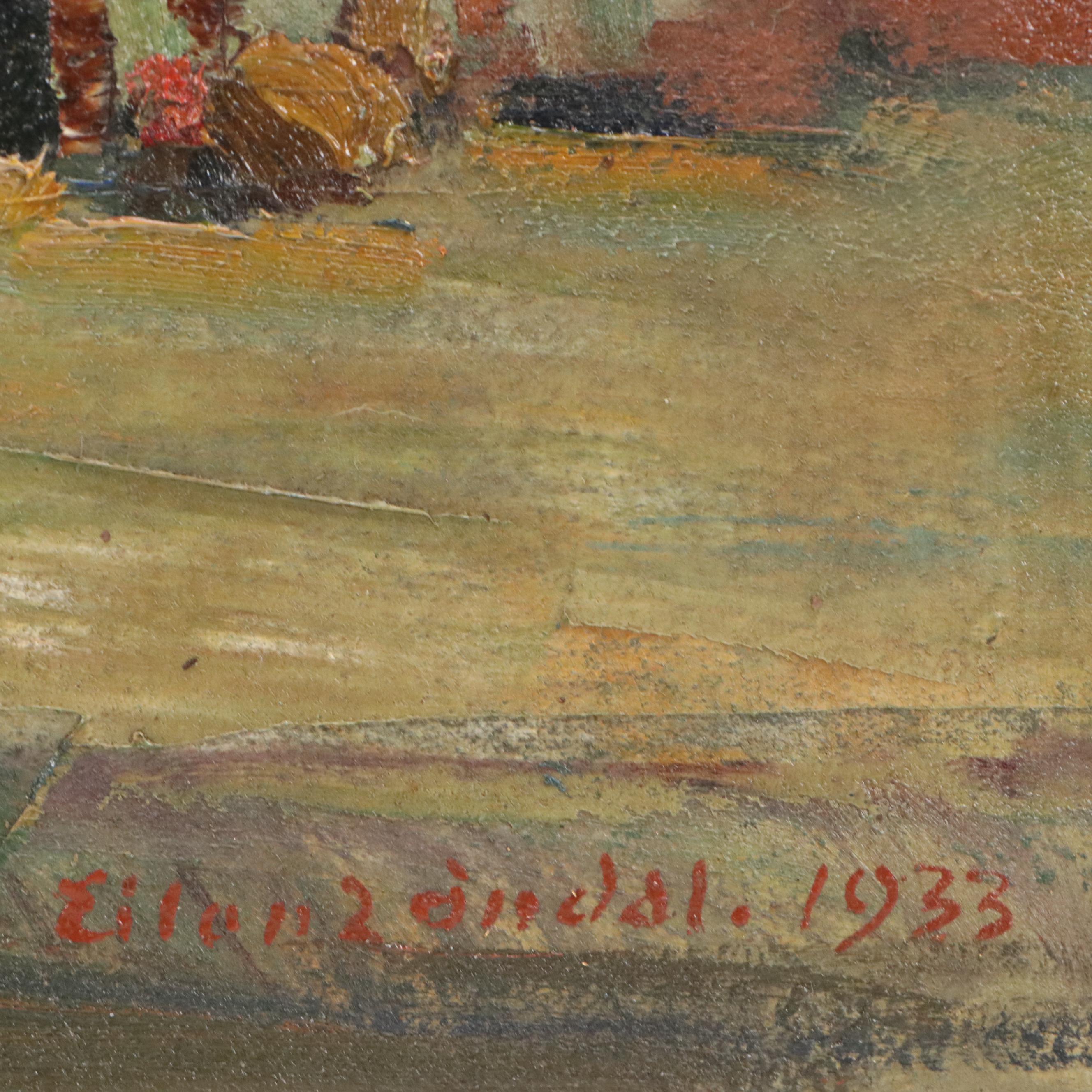 Eiler Londal Landscape Oil Painting "Hosby Juelsminde," 1933