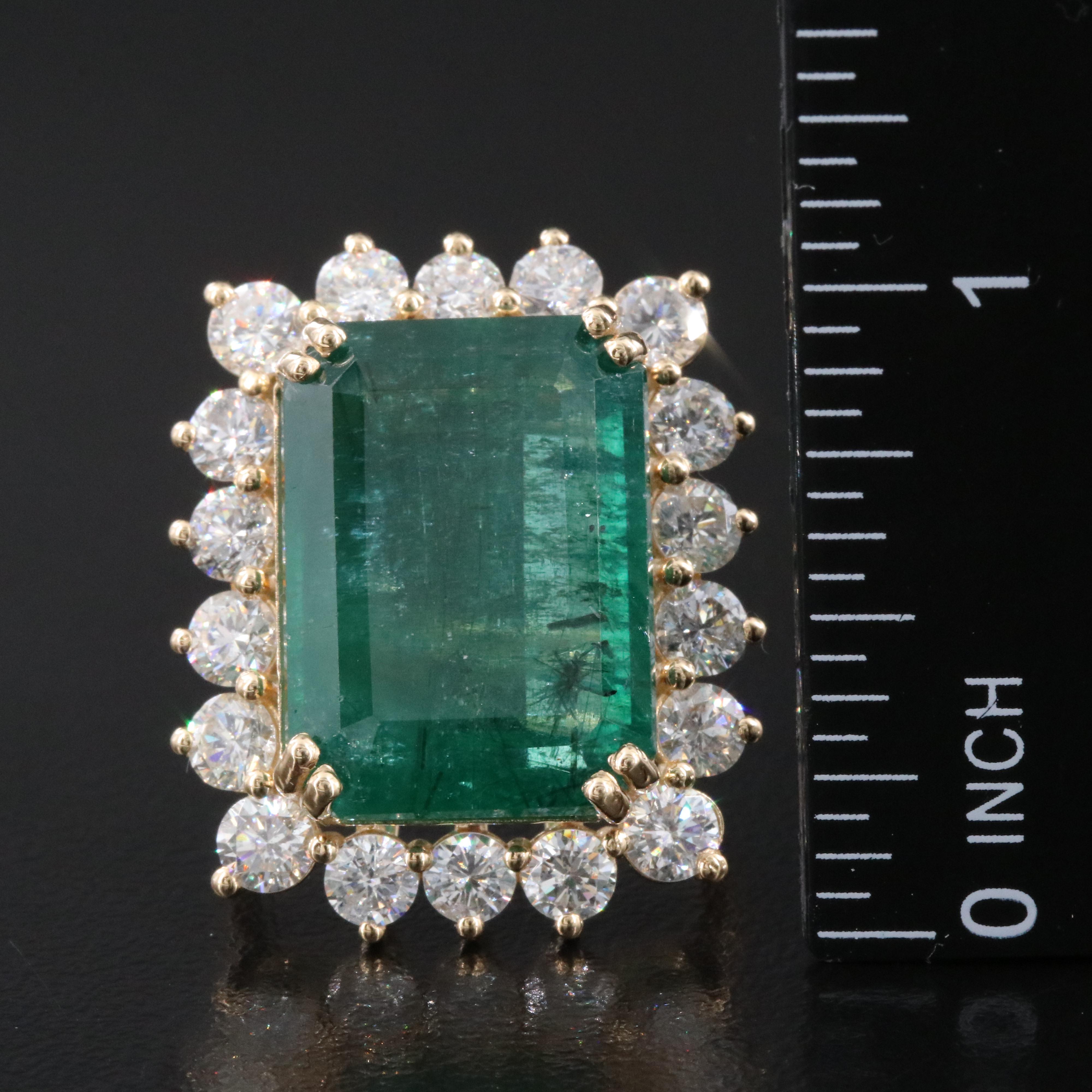 18K 19.61 CT Emerald and 3.24 CTW Diamond Ring