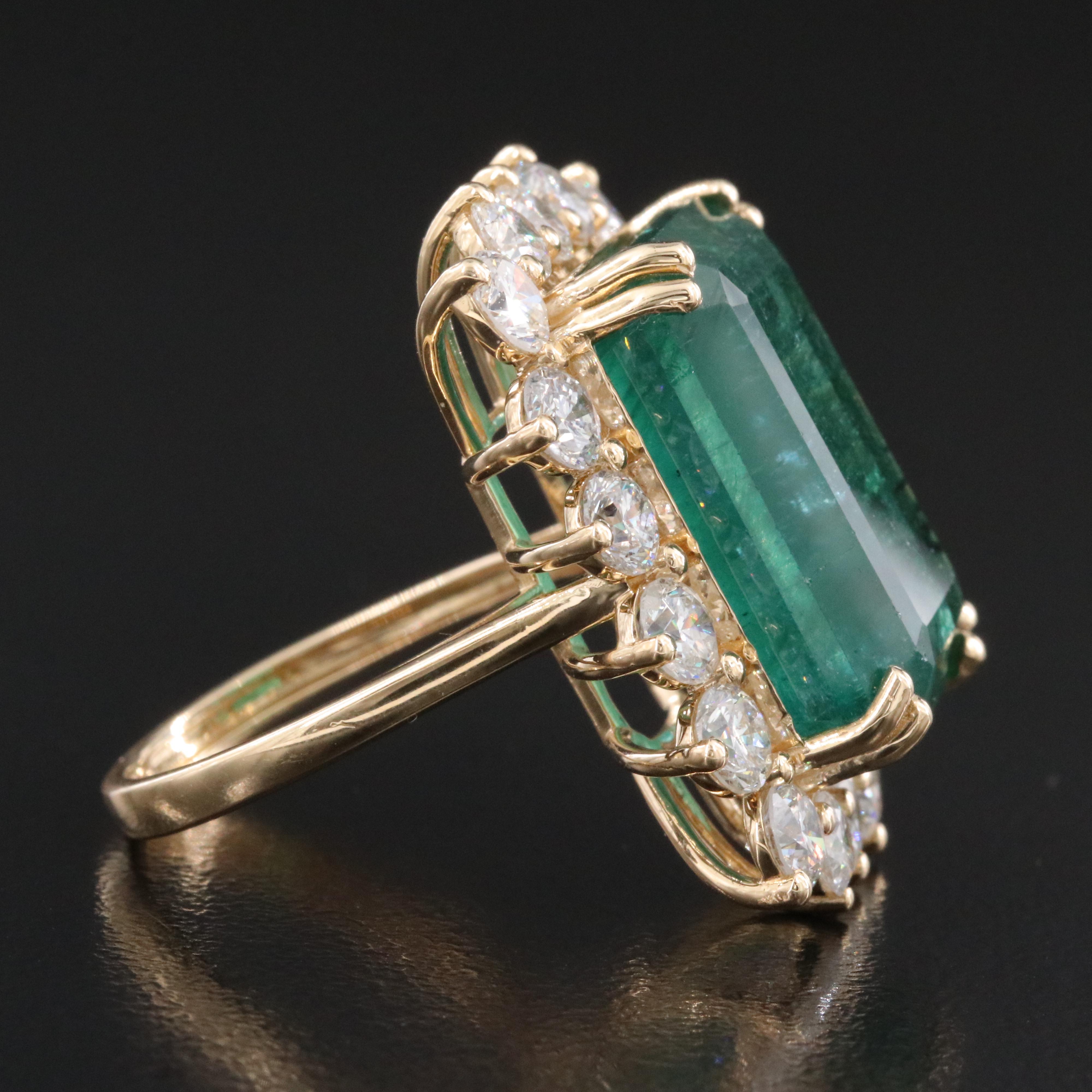 18K 19.61 CT Emerald and 3.24 CTW Diamond Ring