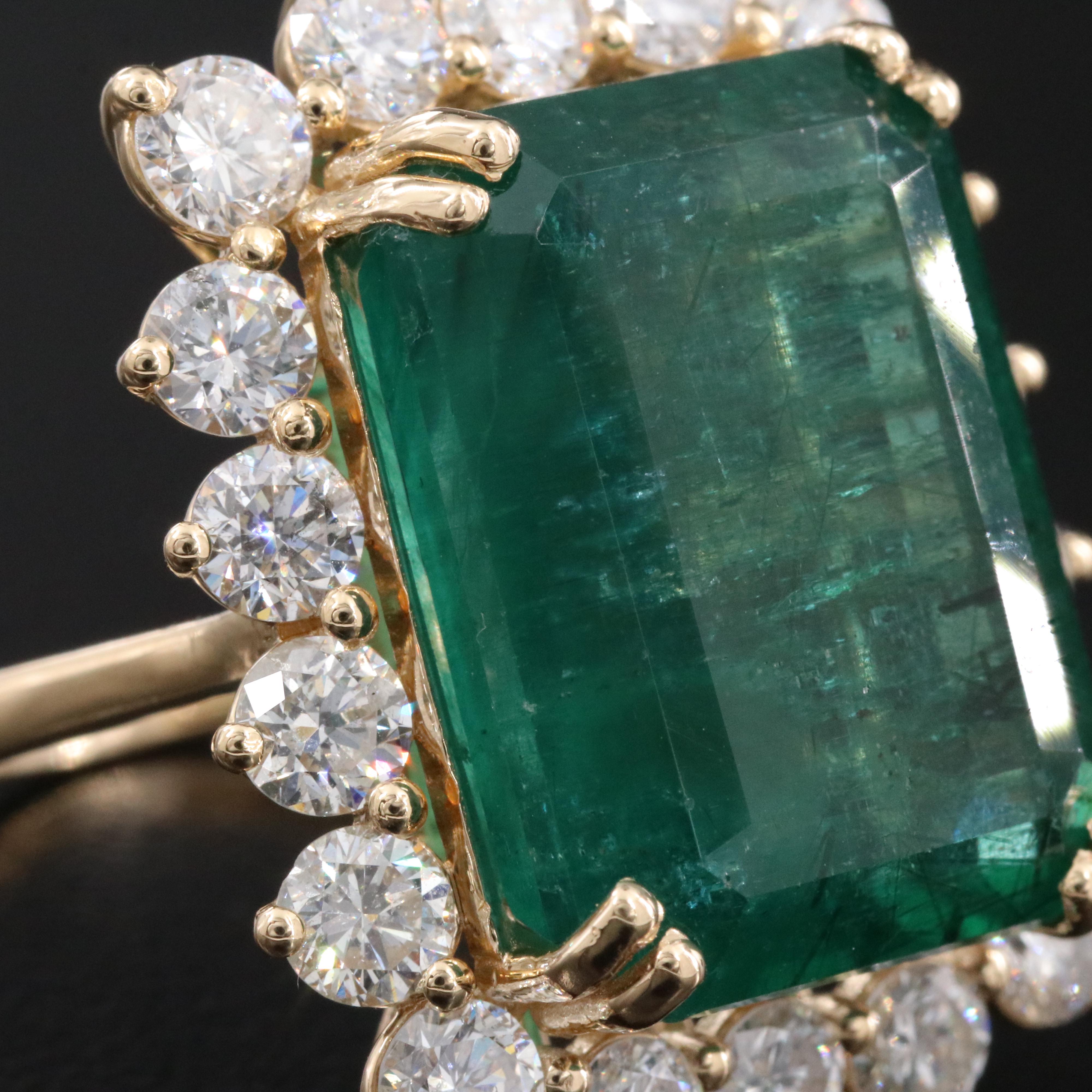 18K 19.61 CT Emerald and 3.24 CTW Diamond Ring