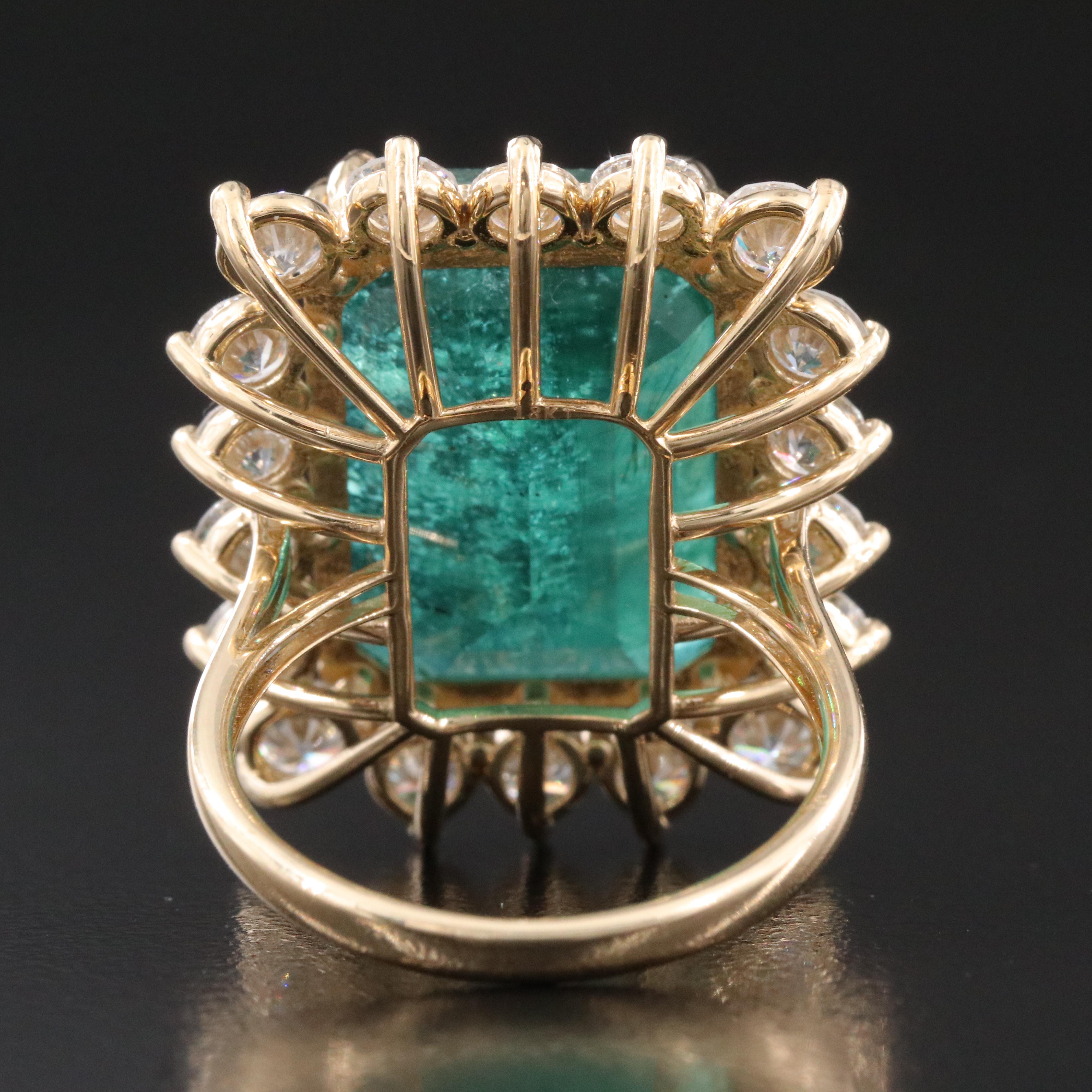 18K 19.61 CT Emerald and 3.24 CTW Diamond Ring