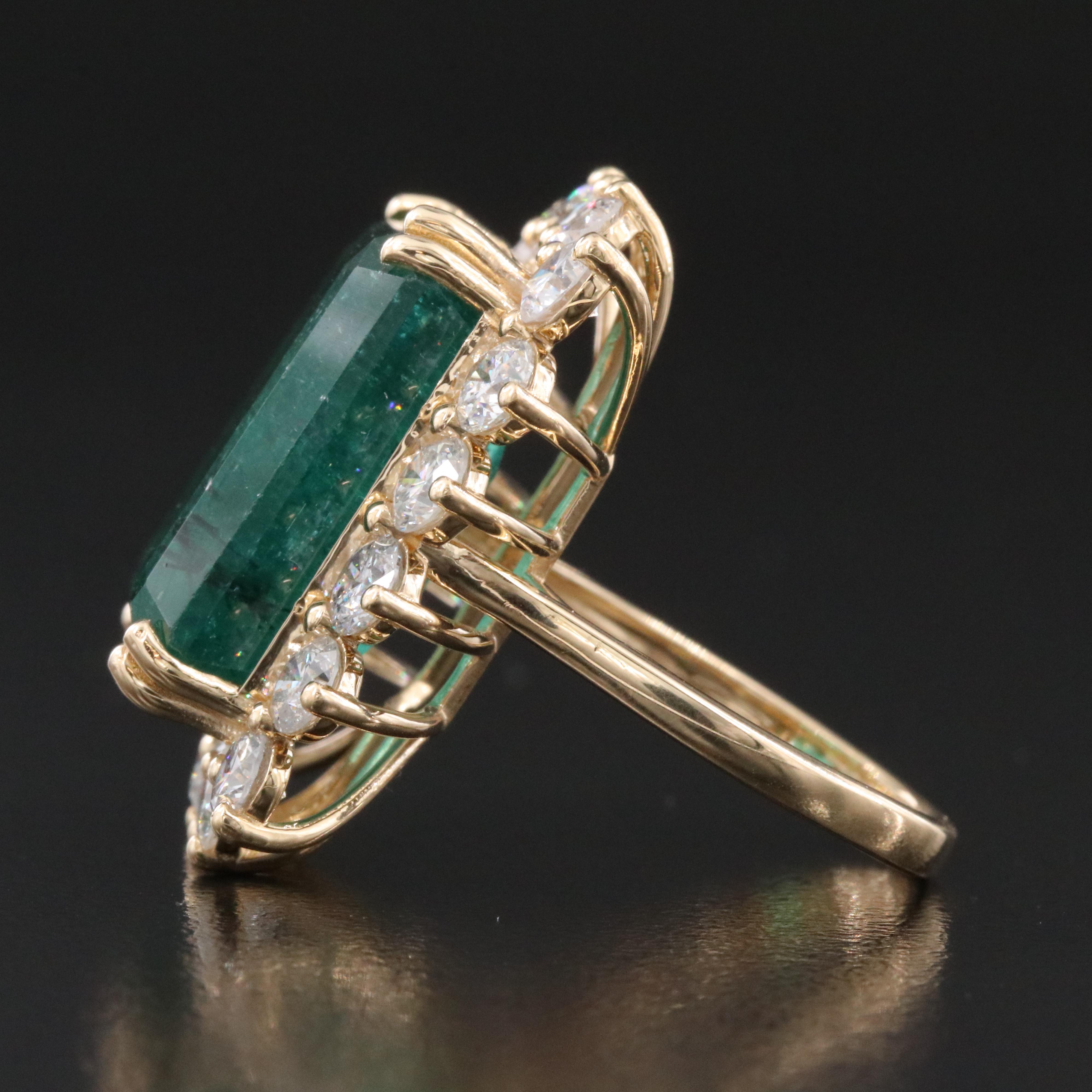 18K 19.61 CT Emerald and 3.24 CTW Diamond Ring