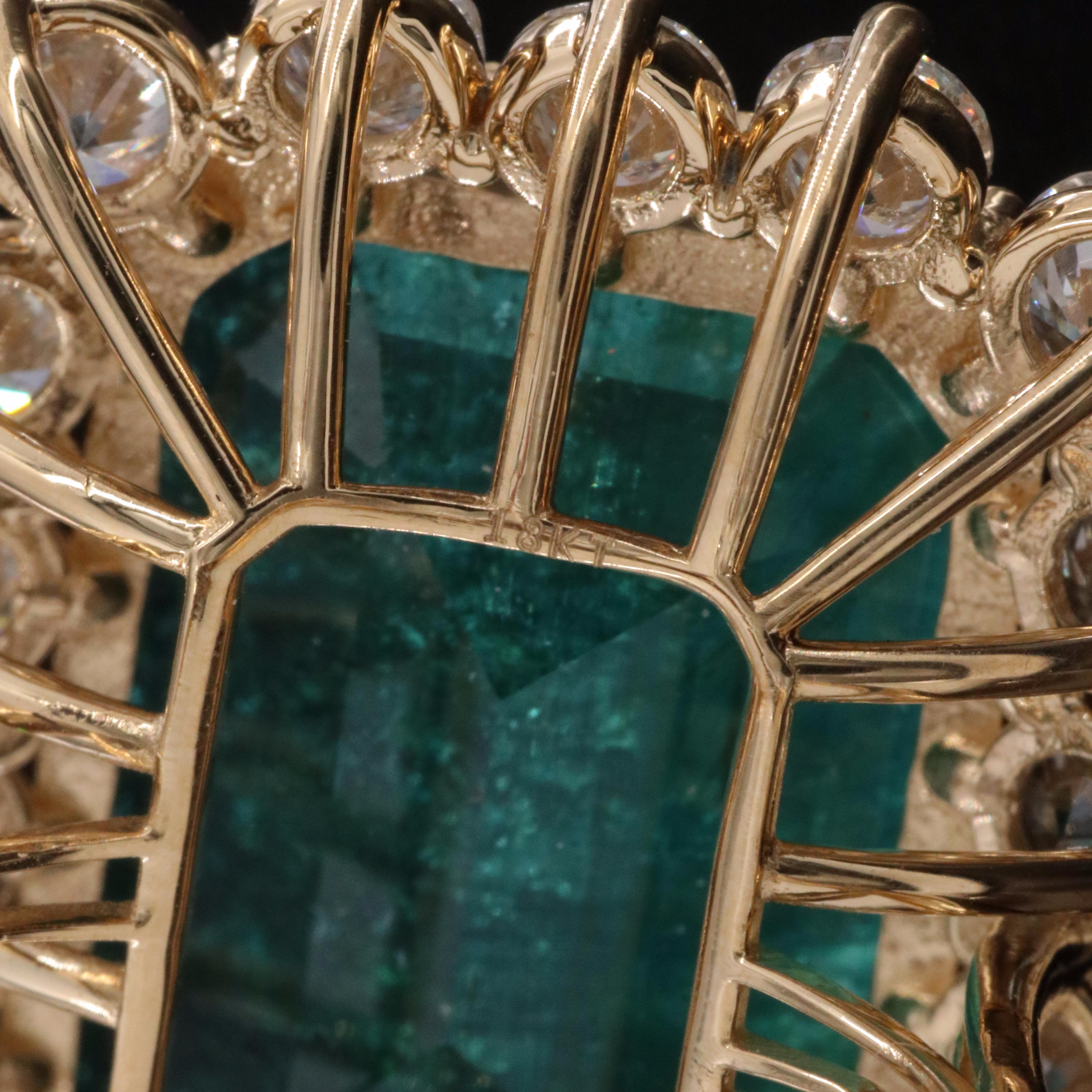 18K 19.61 CT Emerald and 3.24 CTW Diamond Ring