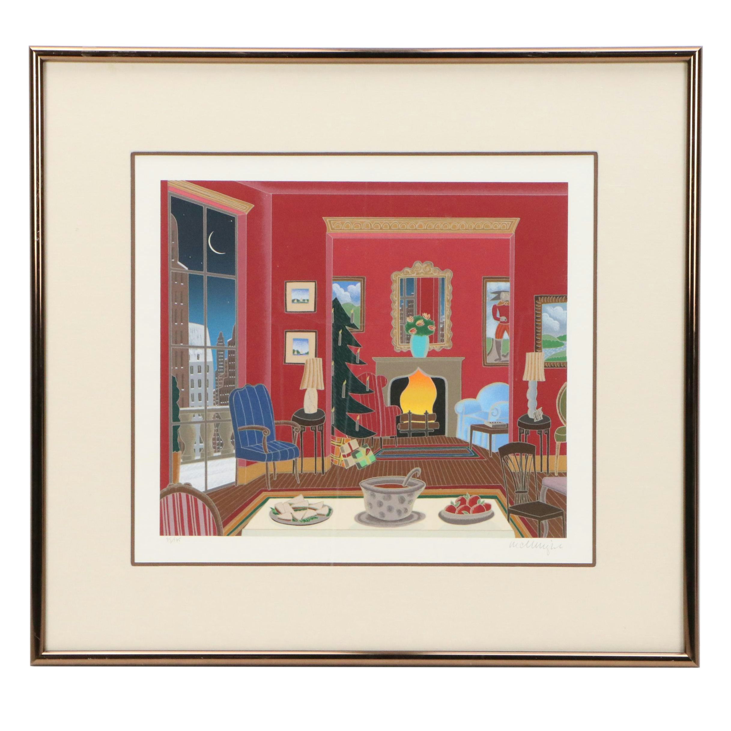Thomas McKnight Serigraph "Park Avenue Christmas," Late 20th Century