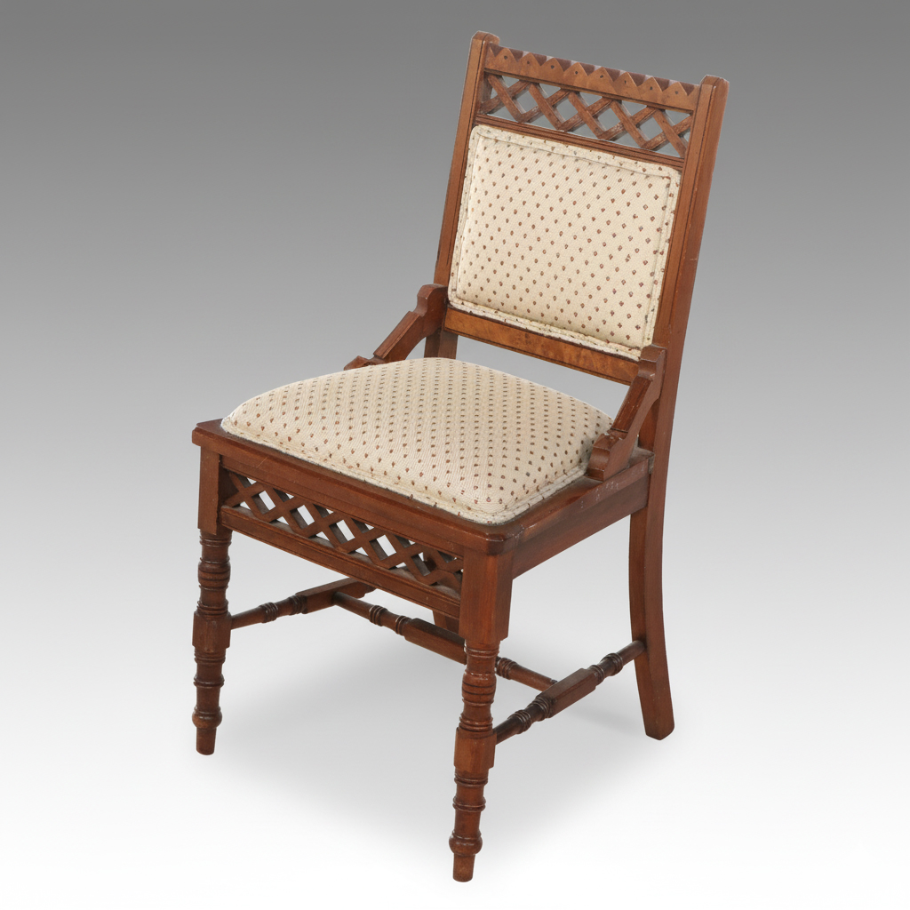 Victorian Eastlake Style Carved Walnut Side Chair, Late 19th Century