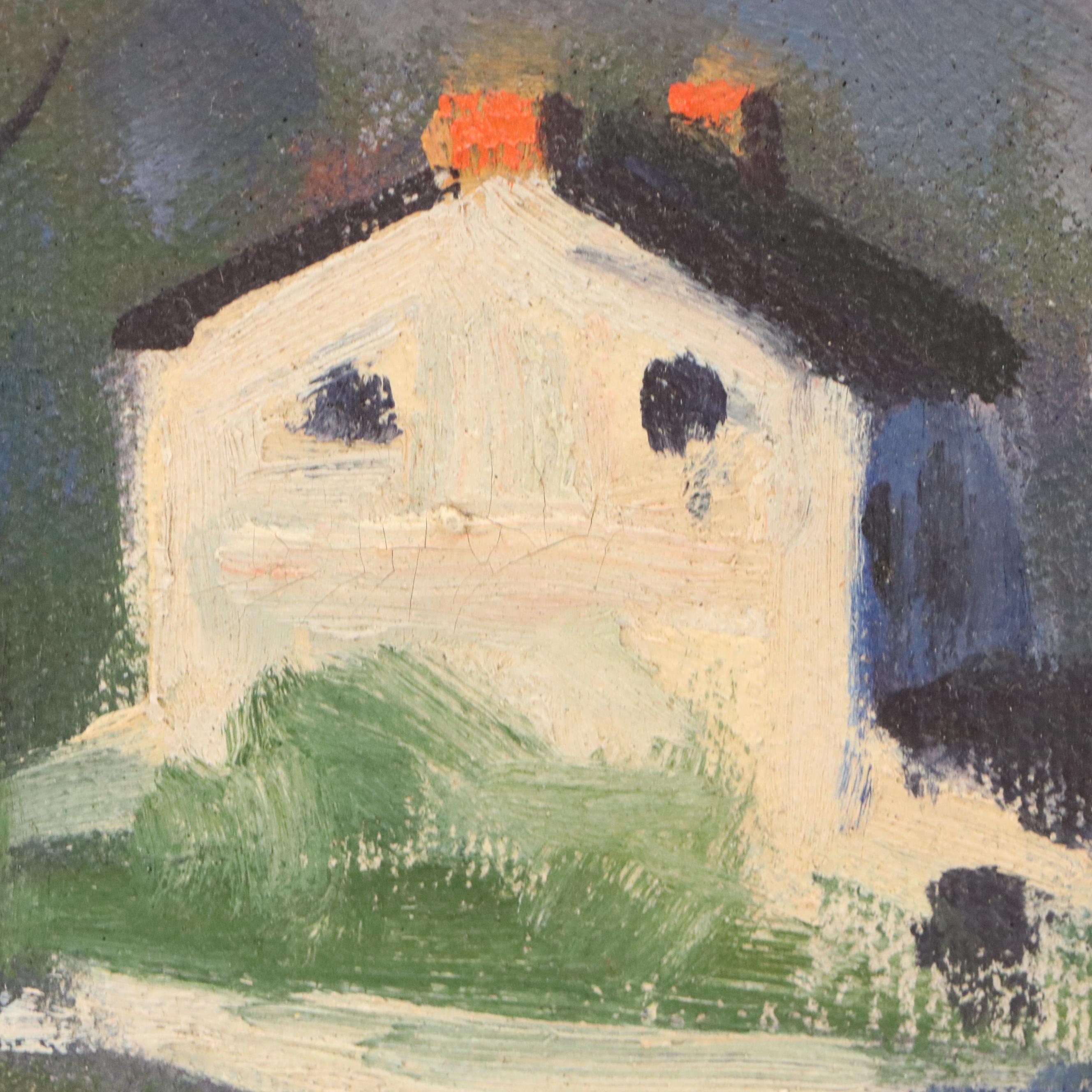 Impressionistic Style Landscape Oil Painting with Gnarled Tree