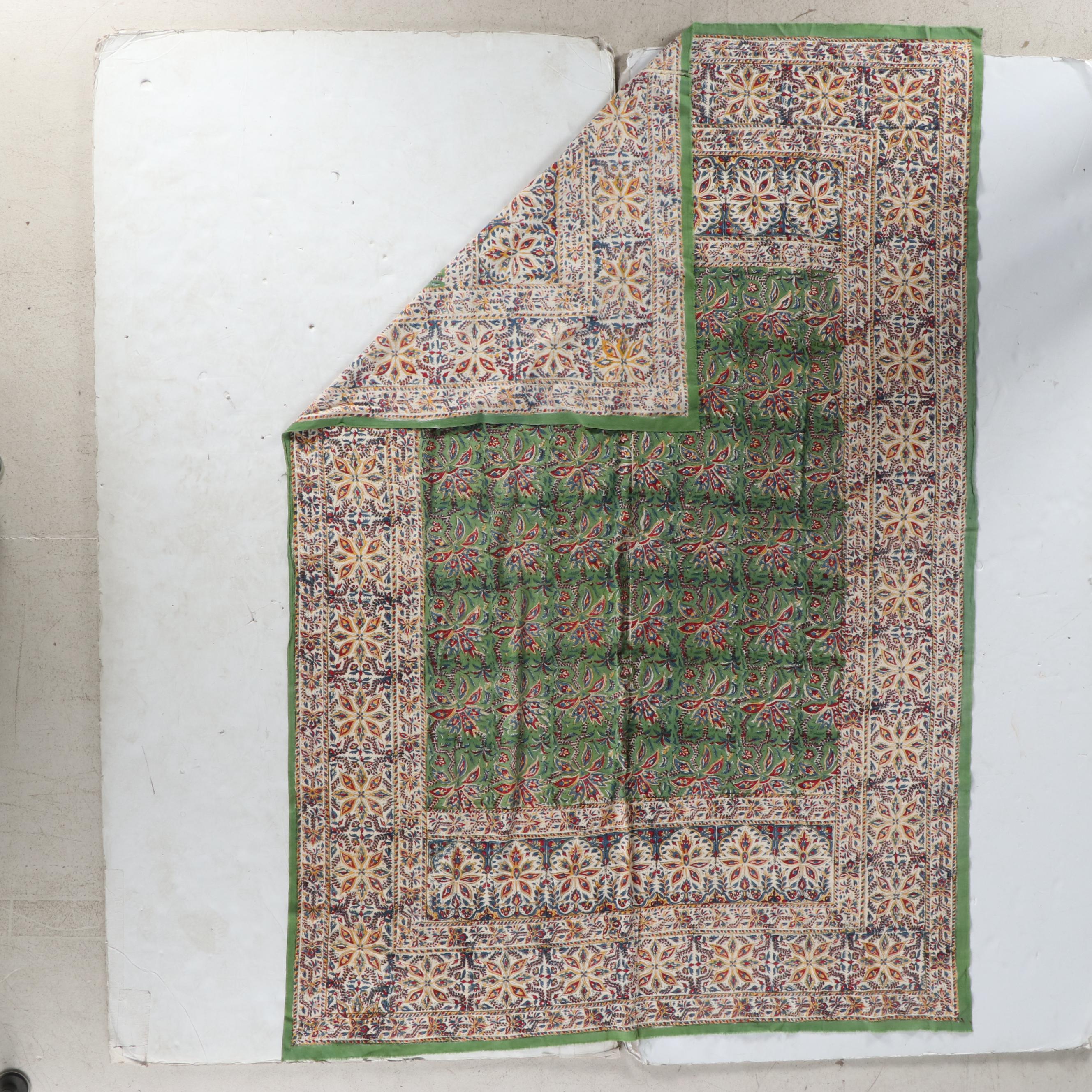 Kalamkari Style Multicolor Floral Cotton Fabric Panel