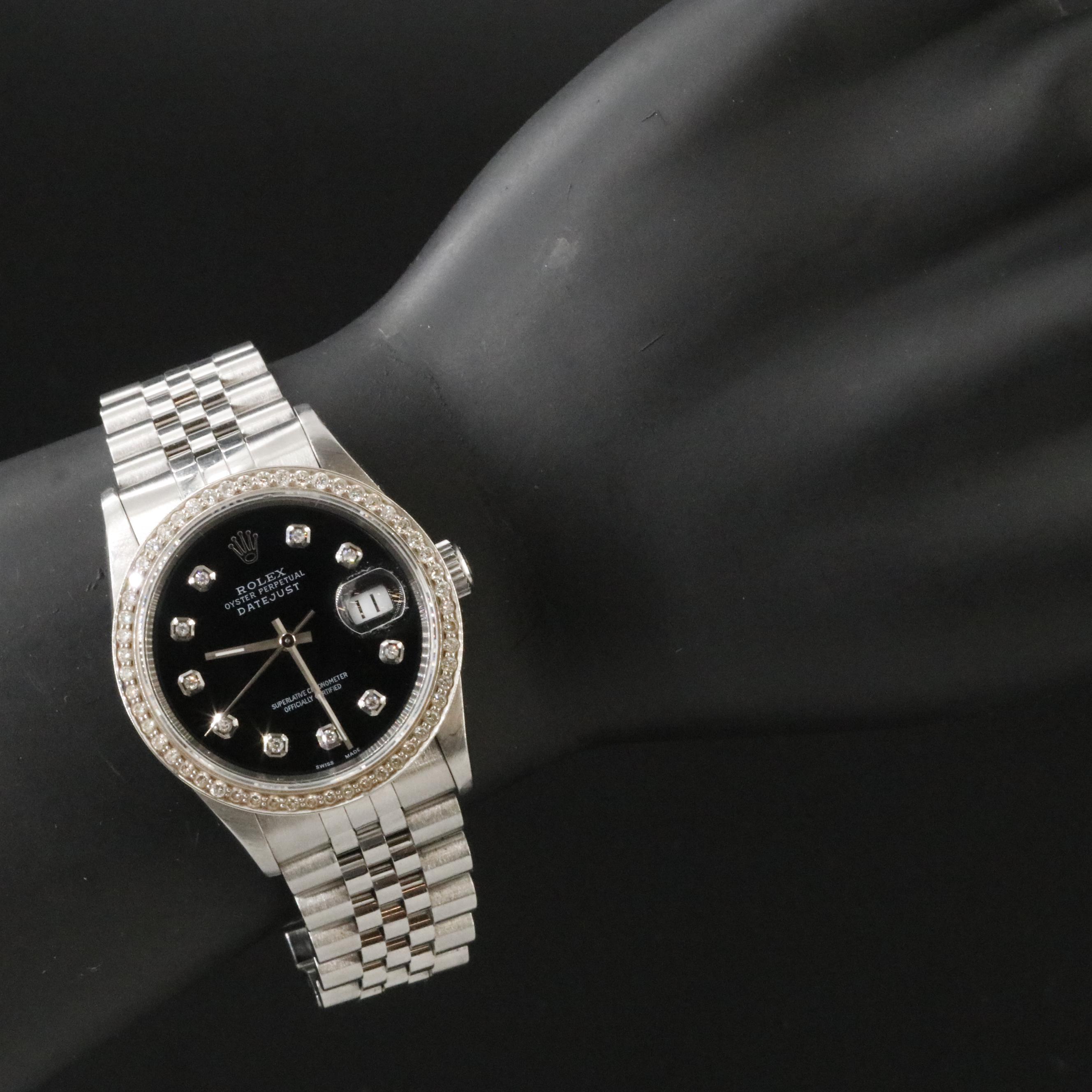 Rolex Datejust 16220 Custom Diamond Watch c.1991