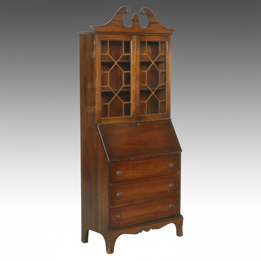 Union Furniture Federal Style Walnut Secretary Desk, Early to Mid-20th Century