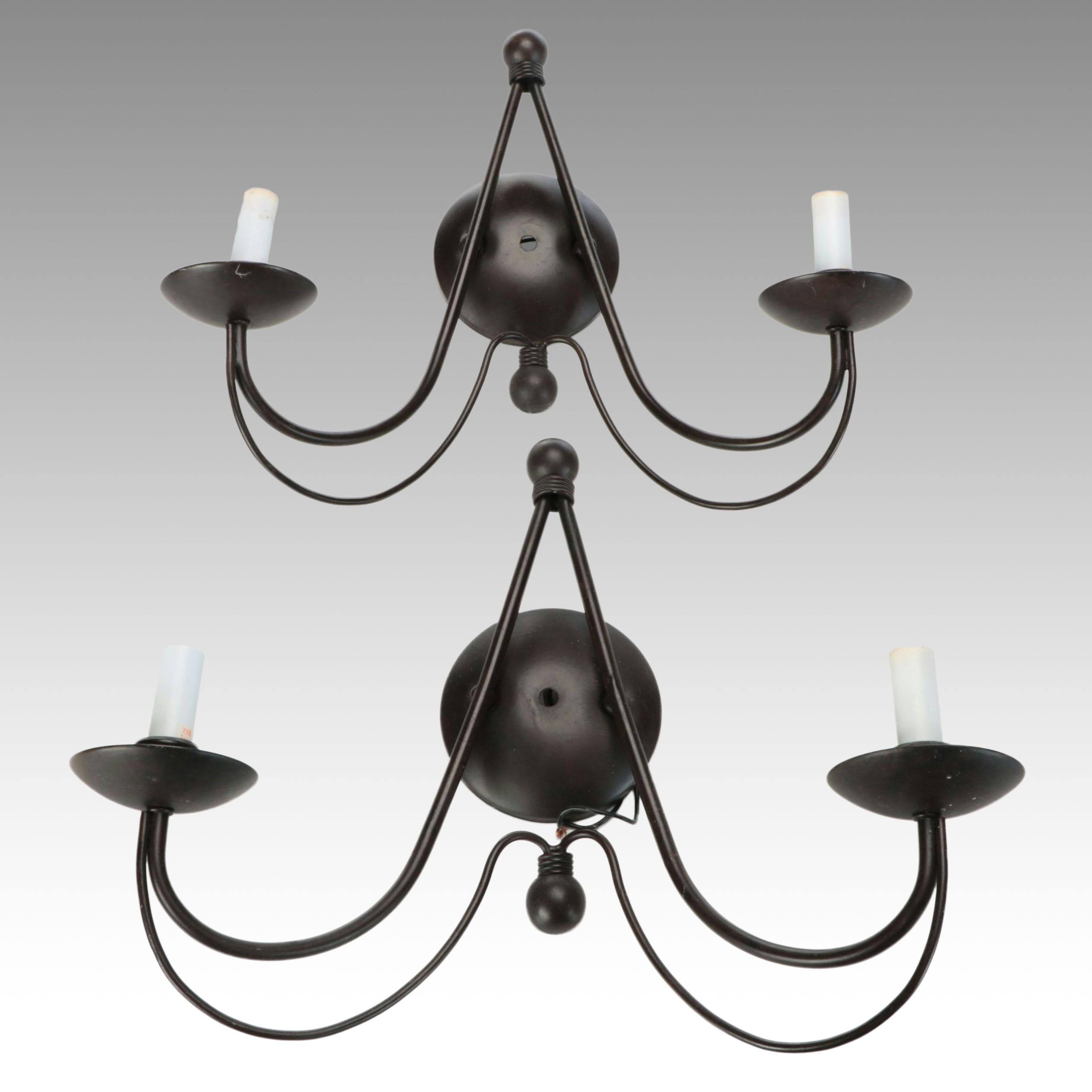 Pair of Oil Rubbed Bronze Dual-Arm Wall Sconces