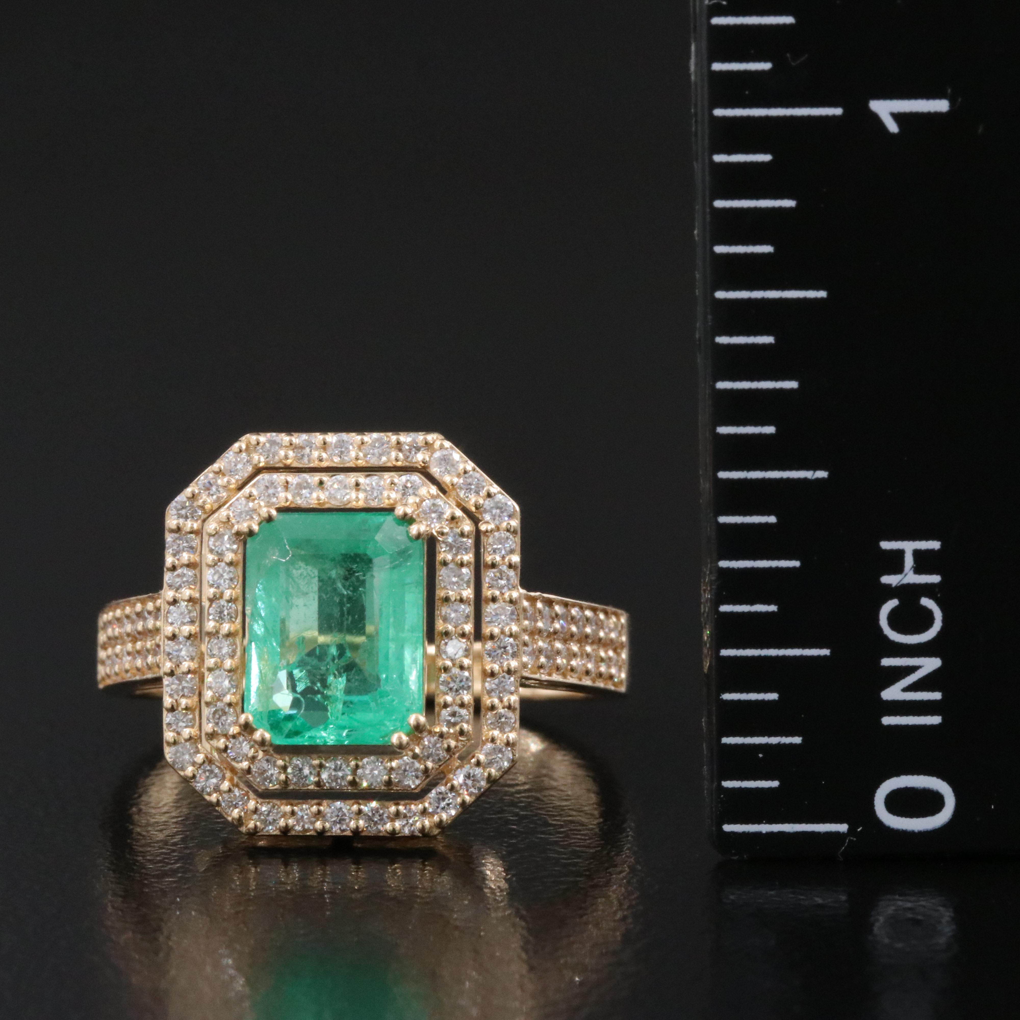 18K 1.49 CT Emerald and Diamond Tiered Ring
