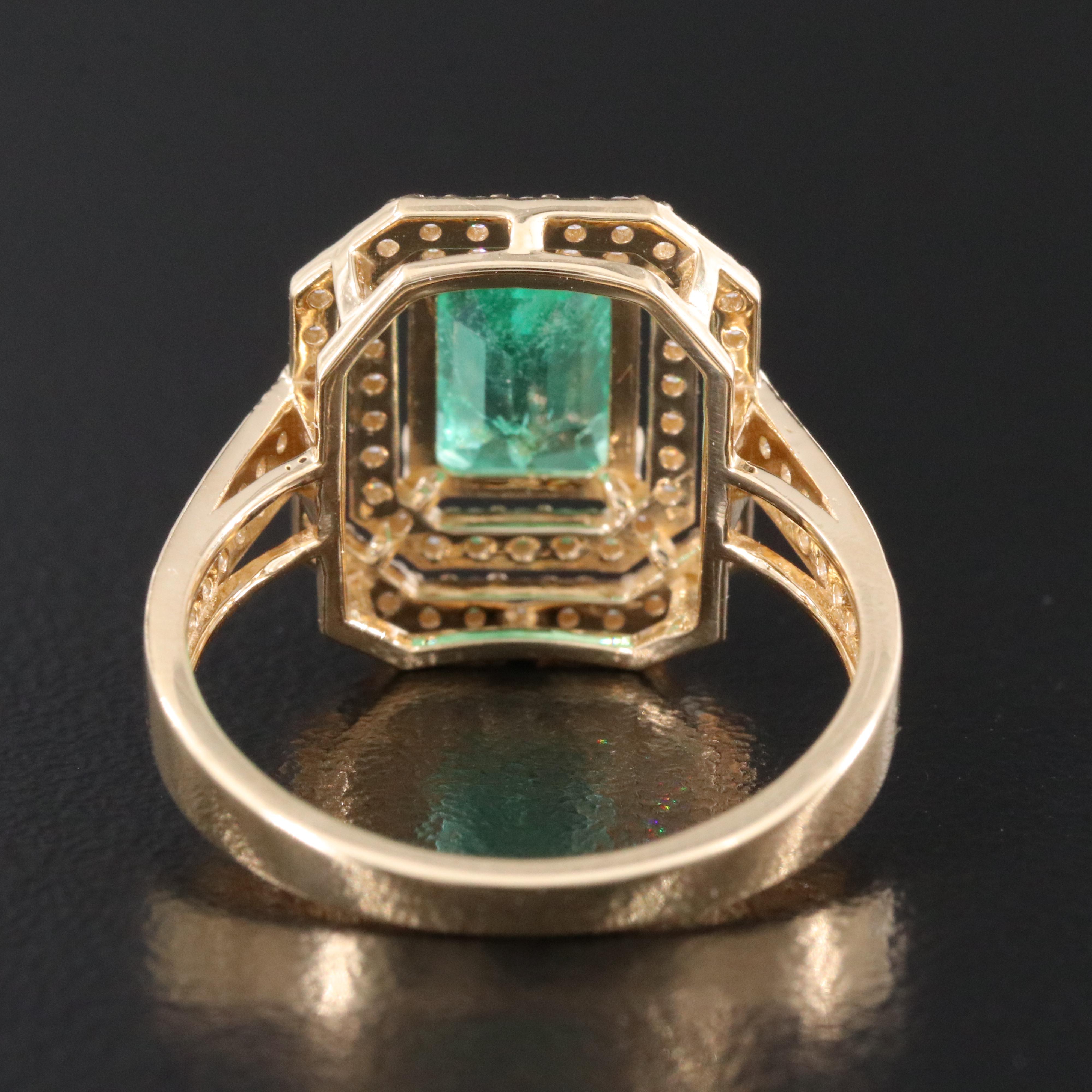 18K 1.49 CT Emerald and Diamond Tiered Ring