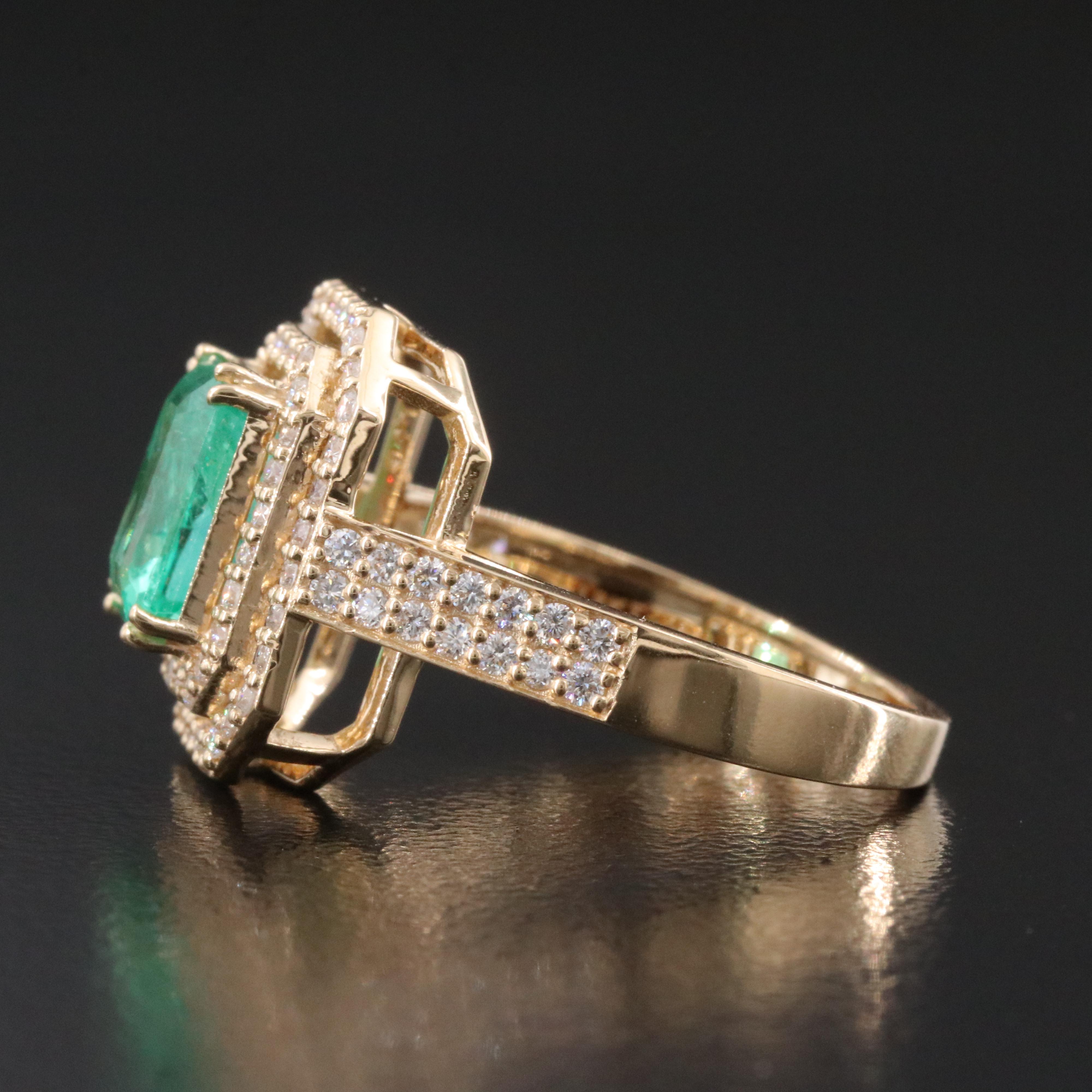 18K 1.49 CT Emerald and Diamond Tiered Ring