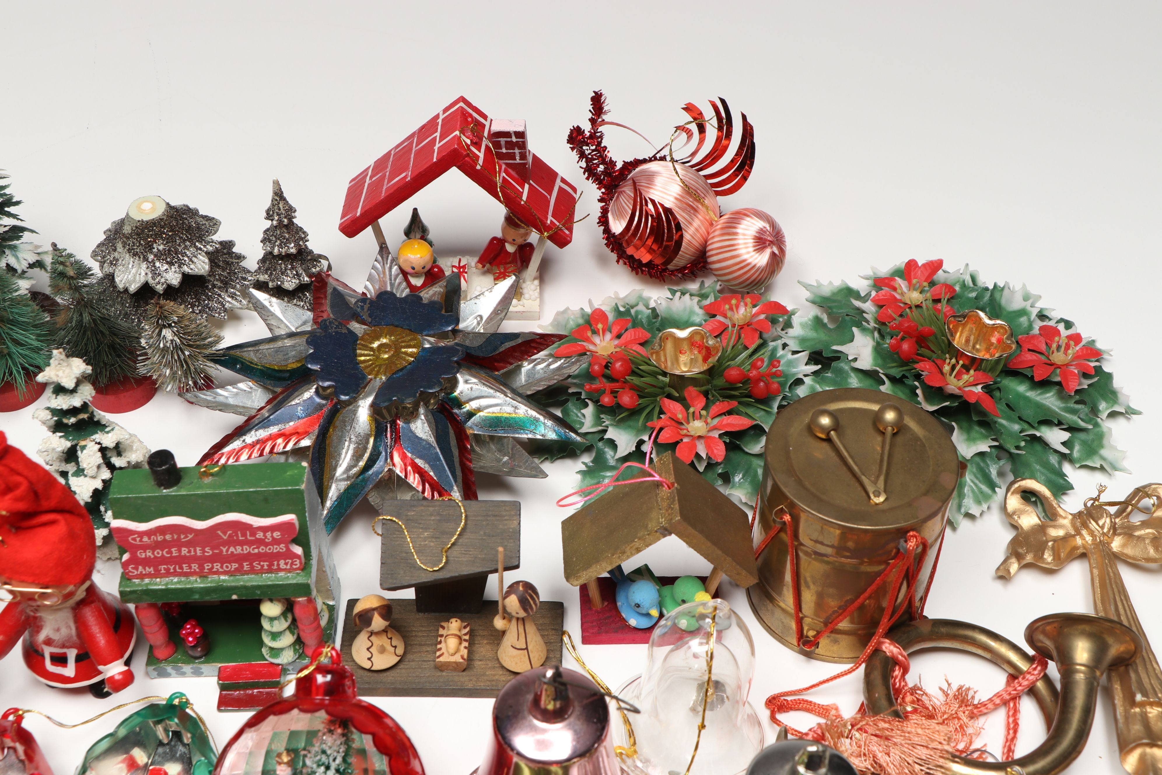 Brass, Wood, Glass, and More Ornaments with Other Christmas Décor