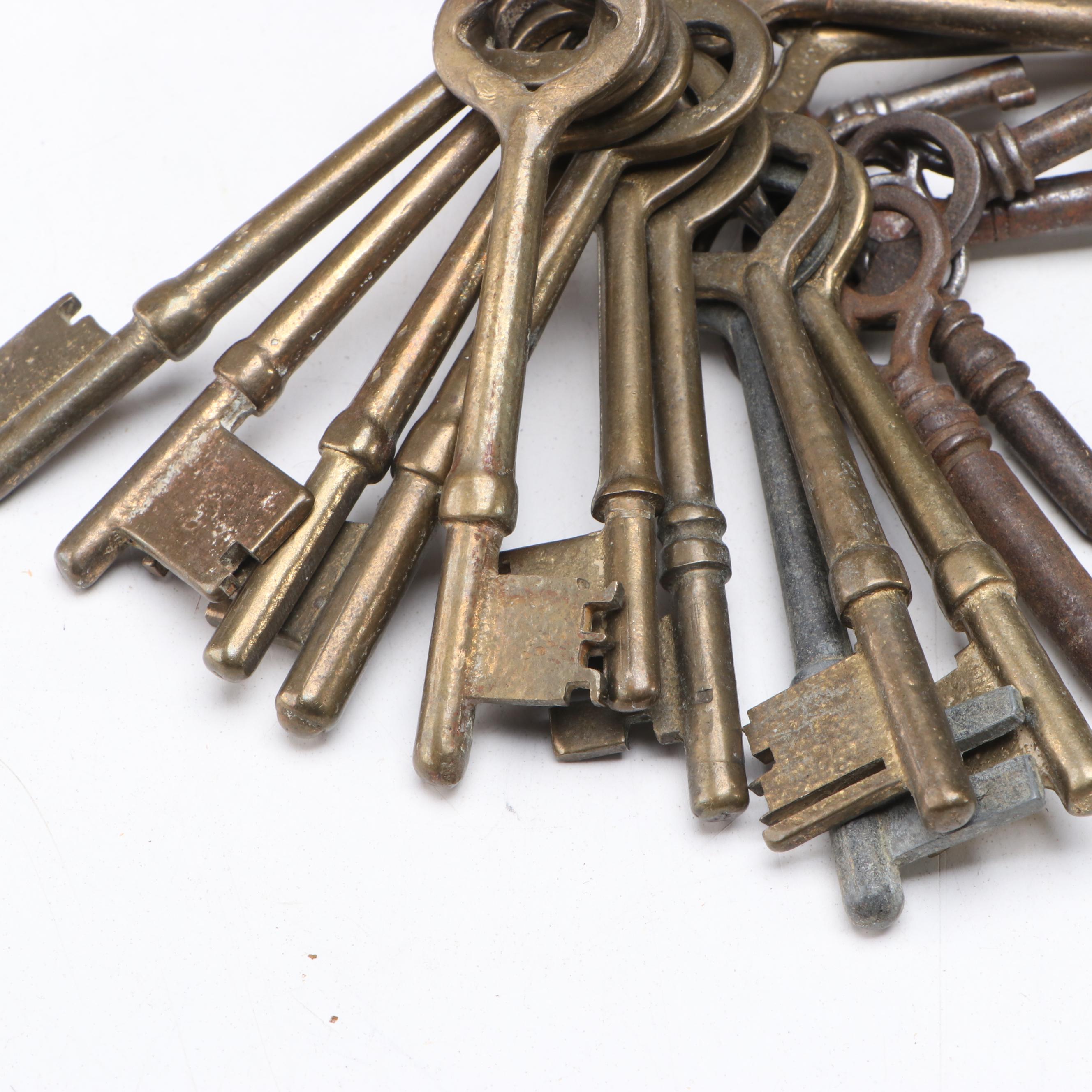 Brass and Nickel Skeleton Keys, Late 19th to Mid-20th Century