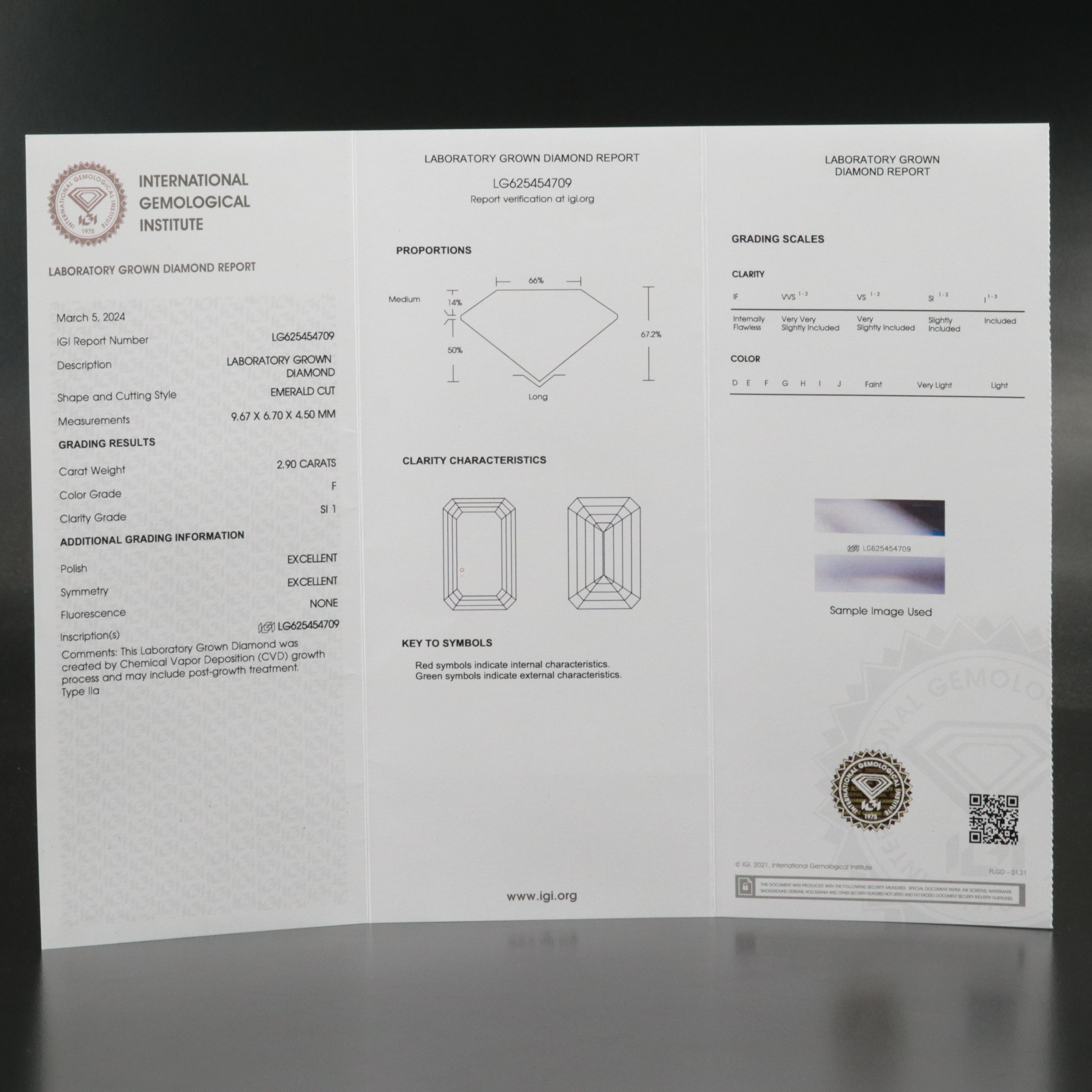 Loose 2.90 CT Lab Grown Diamond with IGI Report