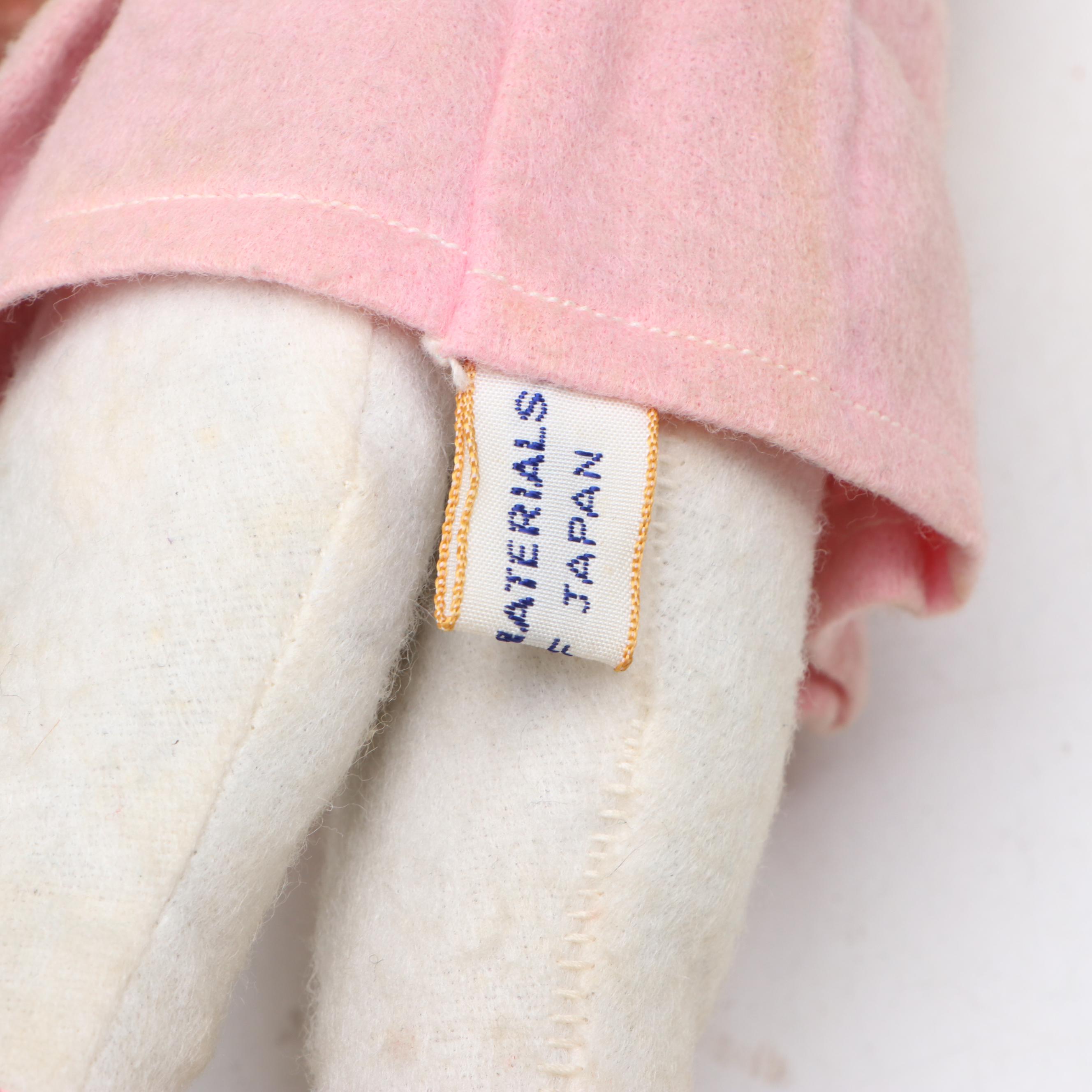 Pair of Japanese Anthropomorphic Rubber Face Rabbit Dolls, 1950s