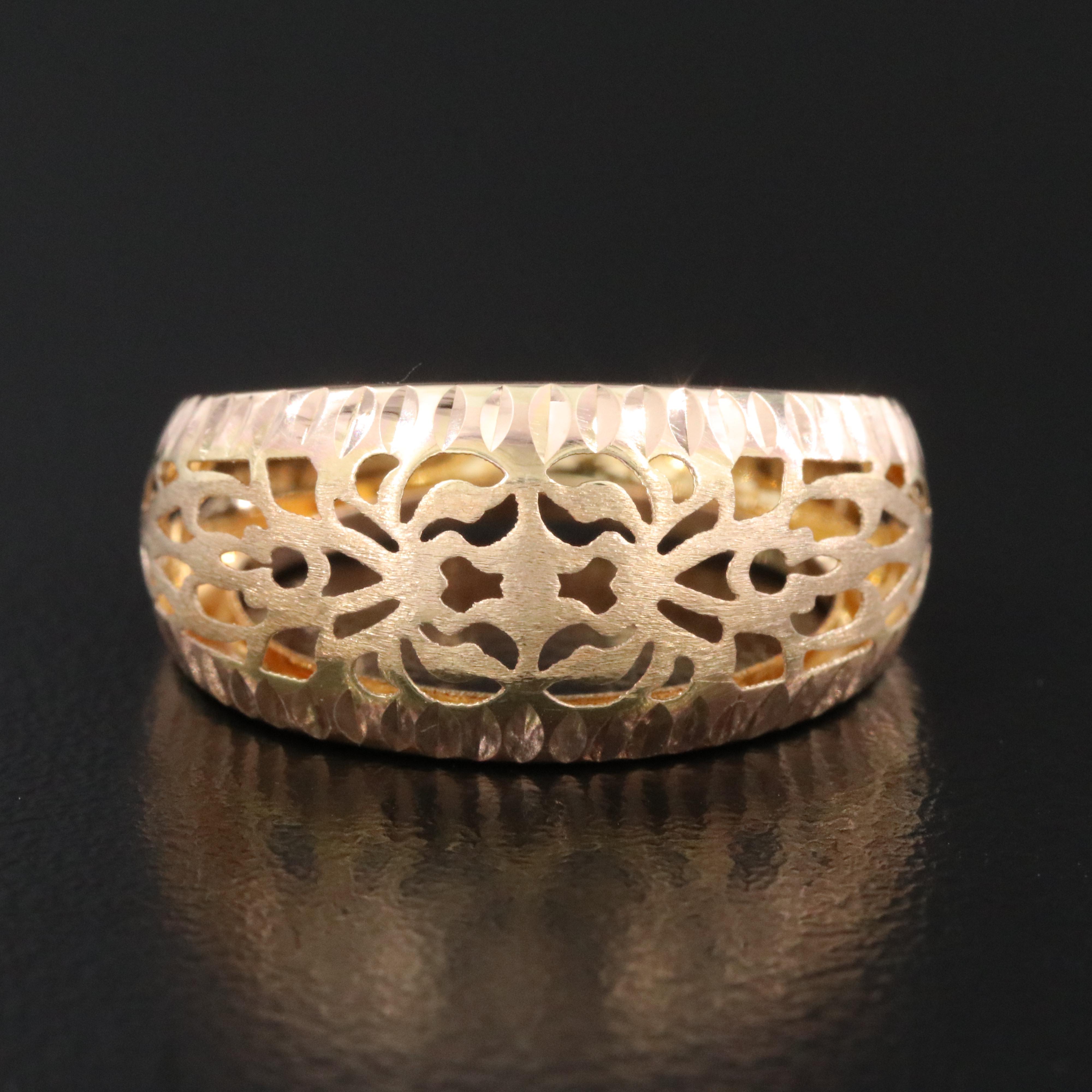 Italian 14K Floral Open Work Band