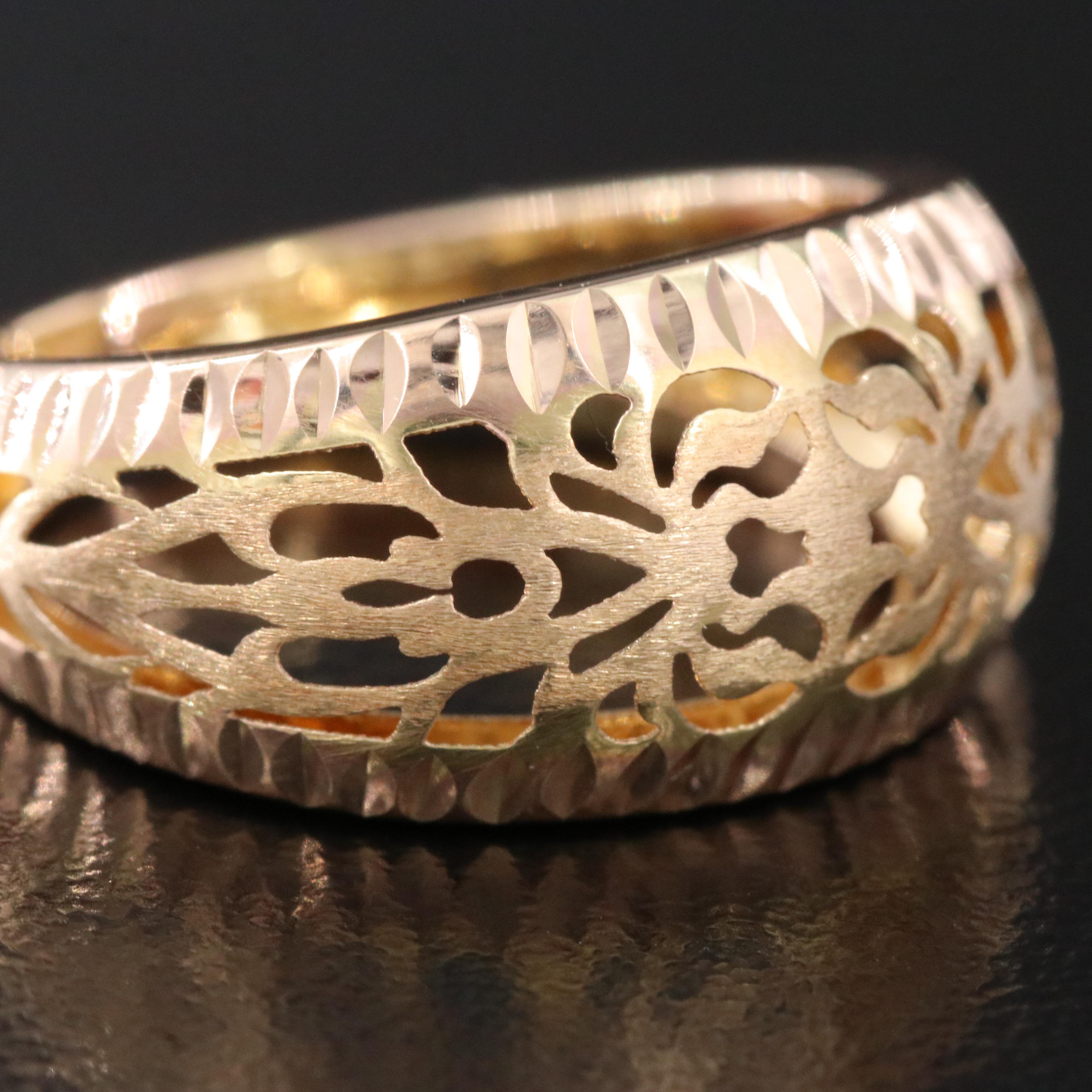 Italian 14K Floral Open Work Band