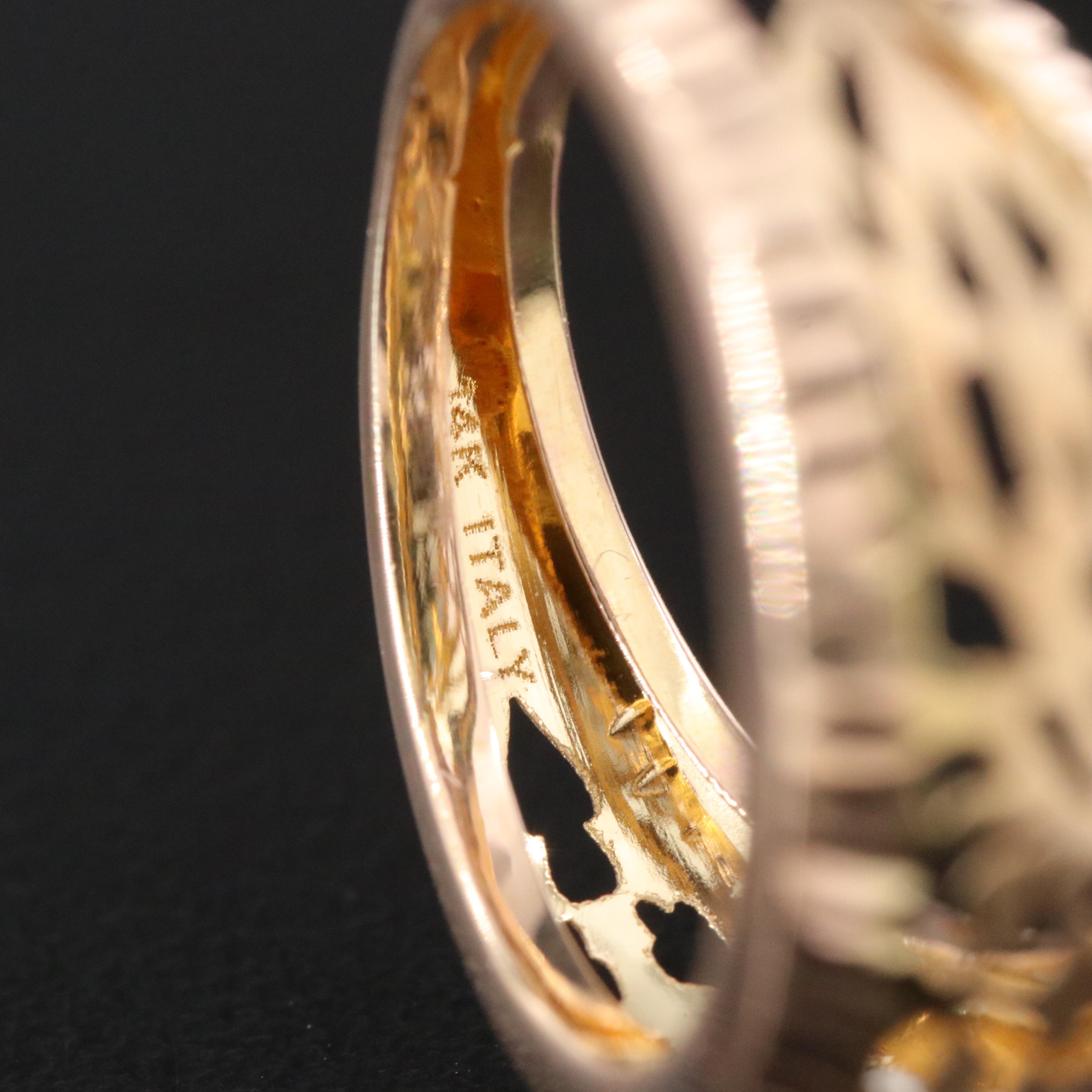 Italian 14K Floral Open Work Band