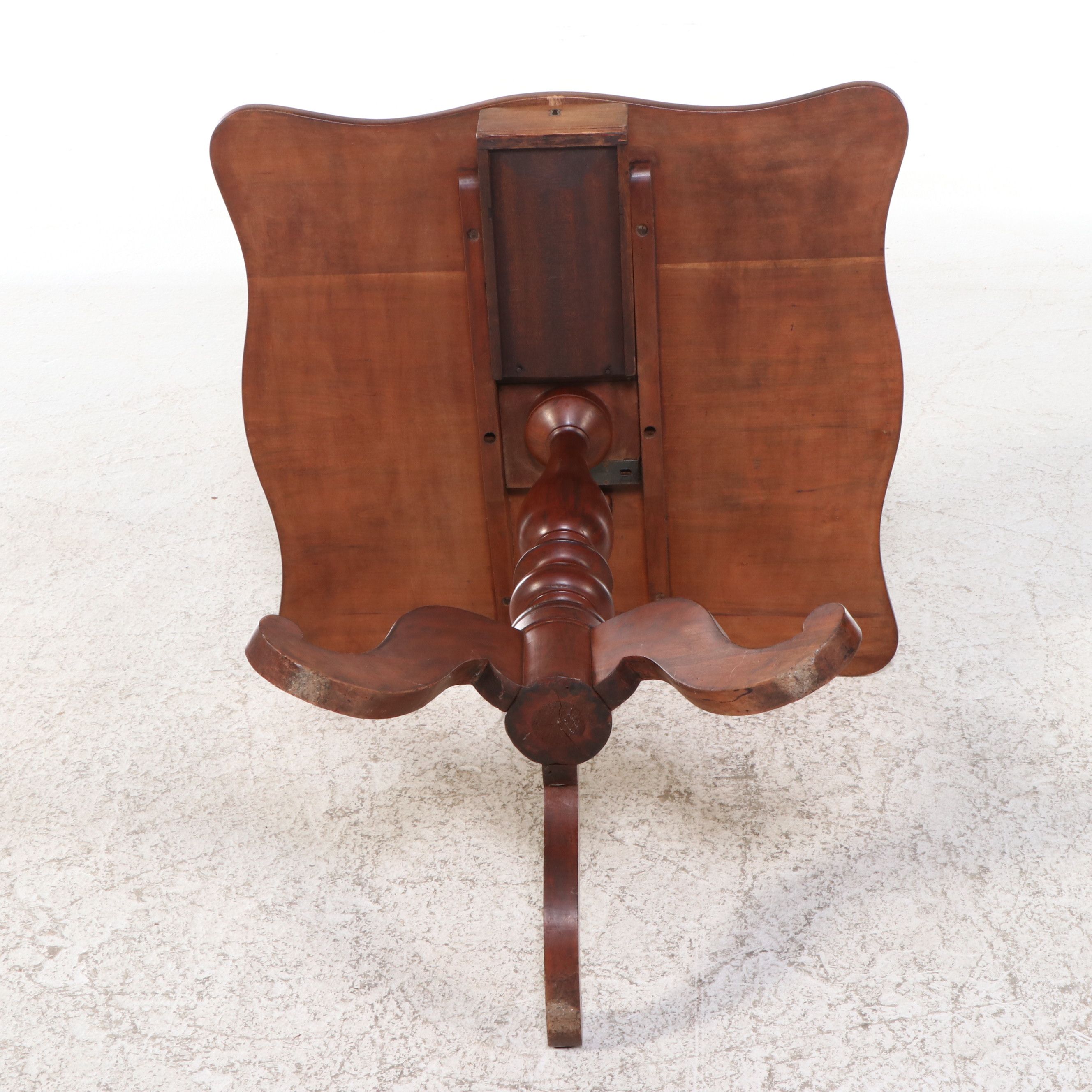 American Empire Style Mahogany Single-Drawer Tilt-Top Table, 19th Century