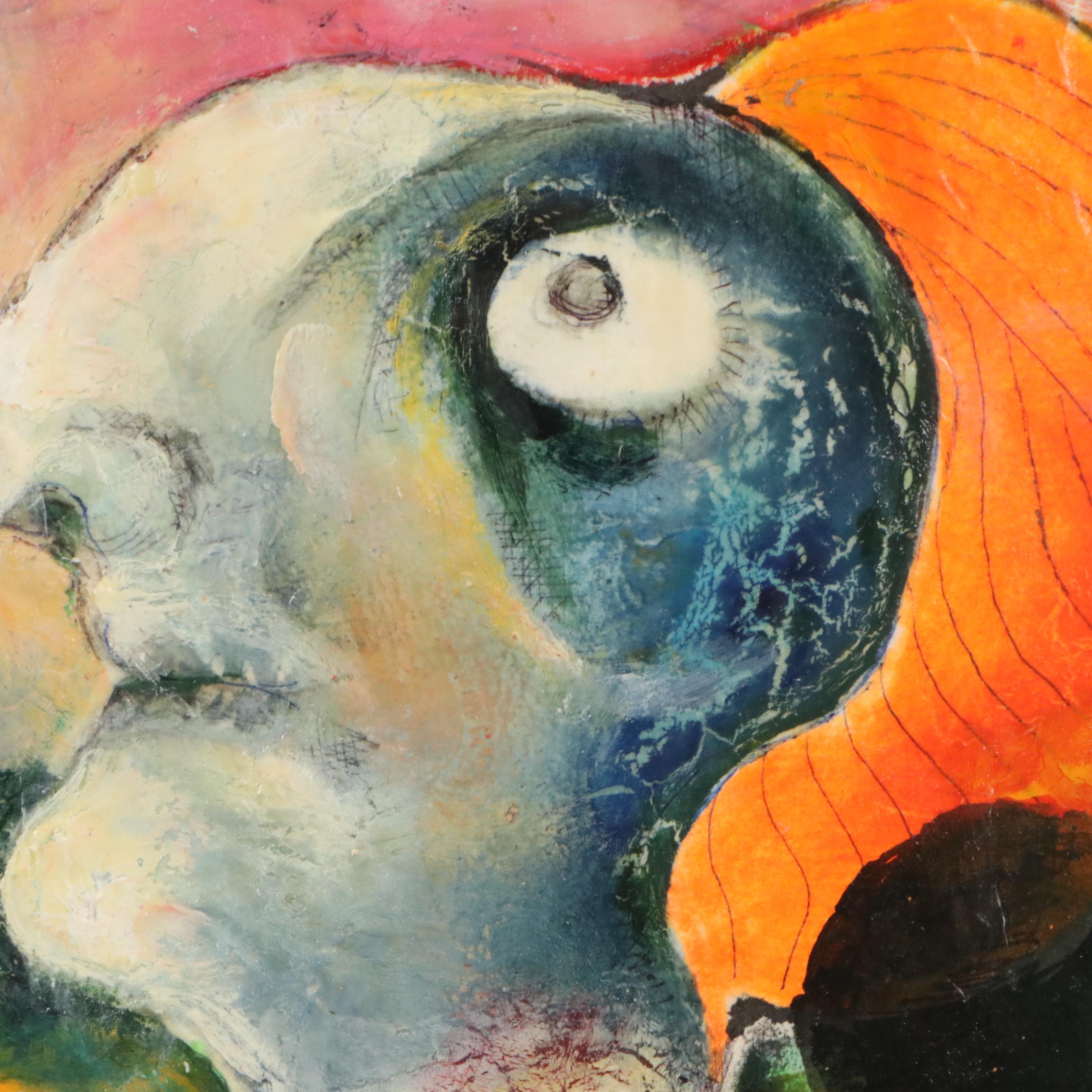 Nikolay "Kuk" Manuylov Surrealist Figural Mixed Media Drawing, 2016