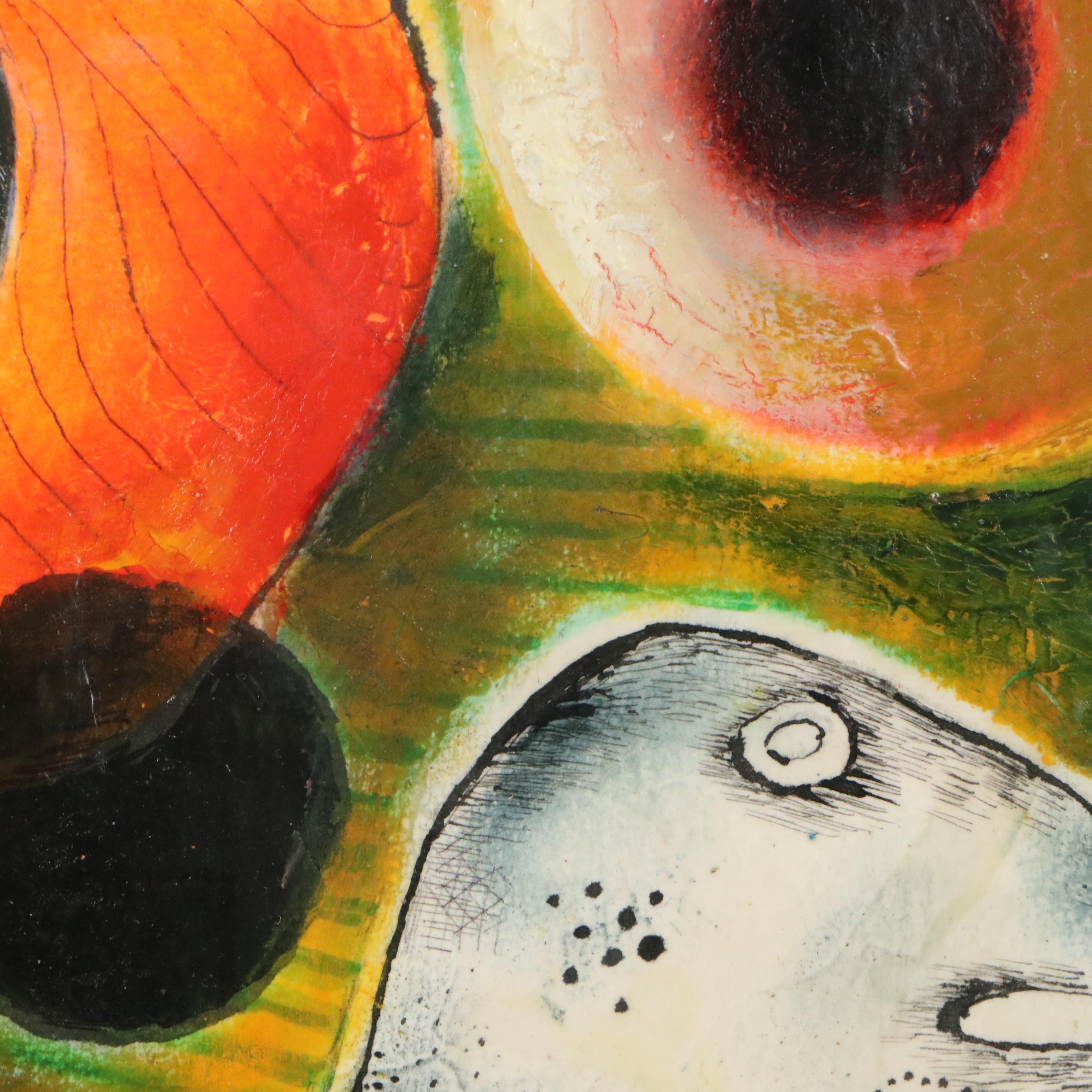 Nikolay "Kuk" Manuylov Surrealist Figural Mixed Media Drawing, 2016