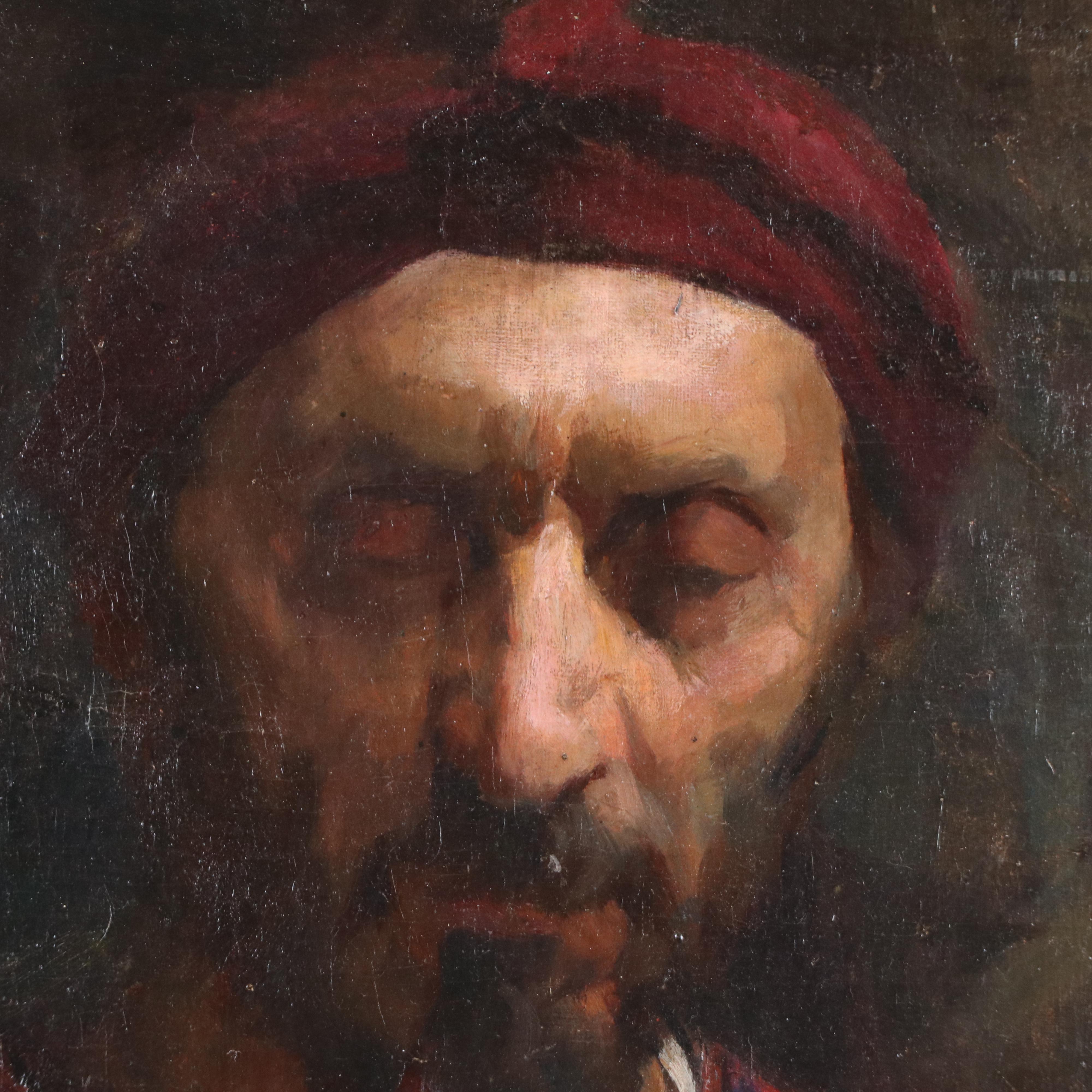 European School Oil Portrait of Man in Turban, Early to Mid-20th Century