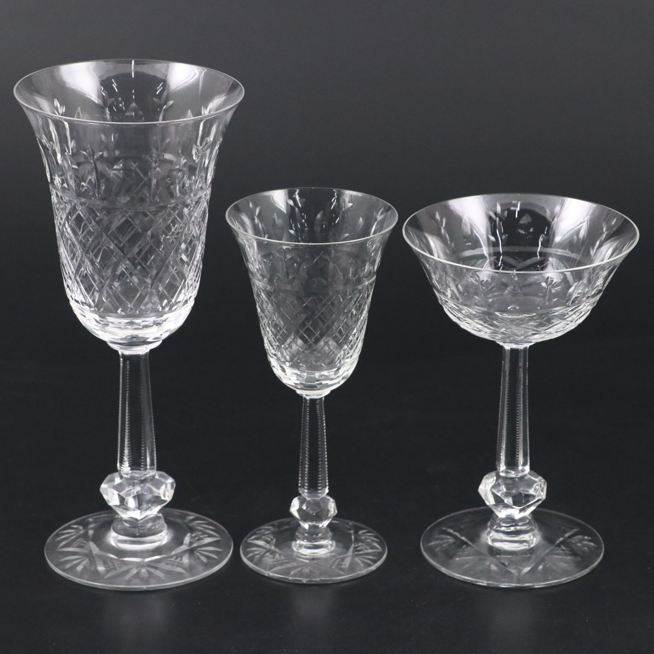 Heisey "Belfast" Crystal Champagne Coupes, Wine Glasses and Goblets