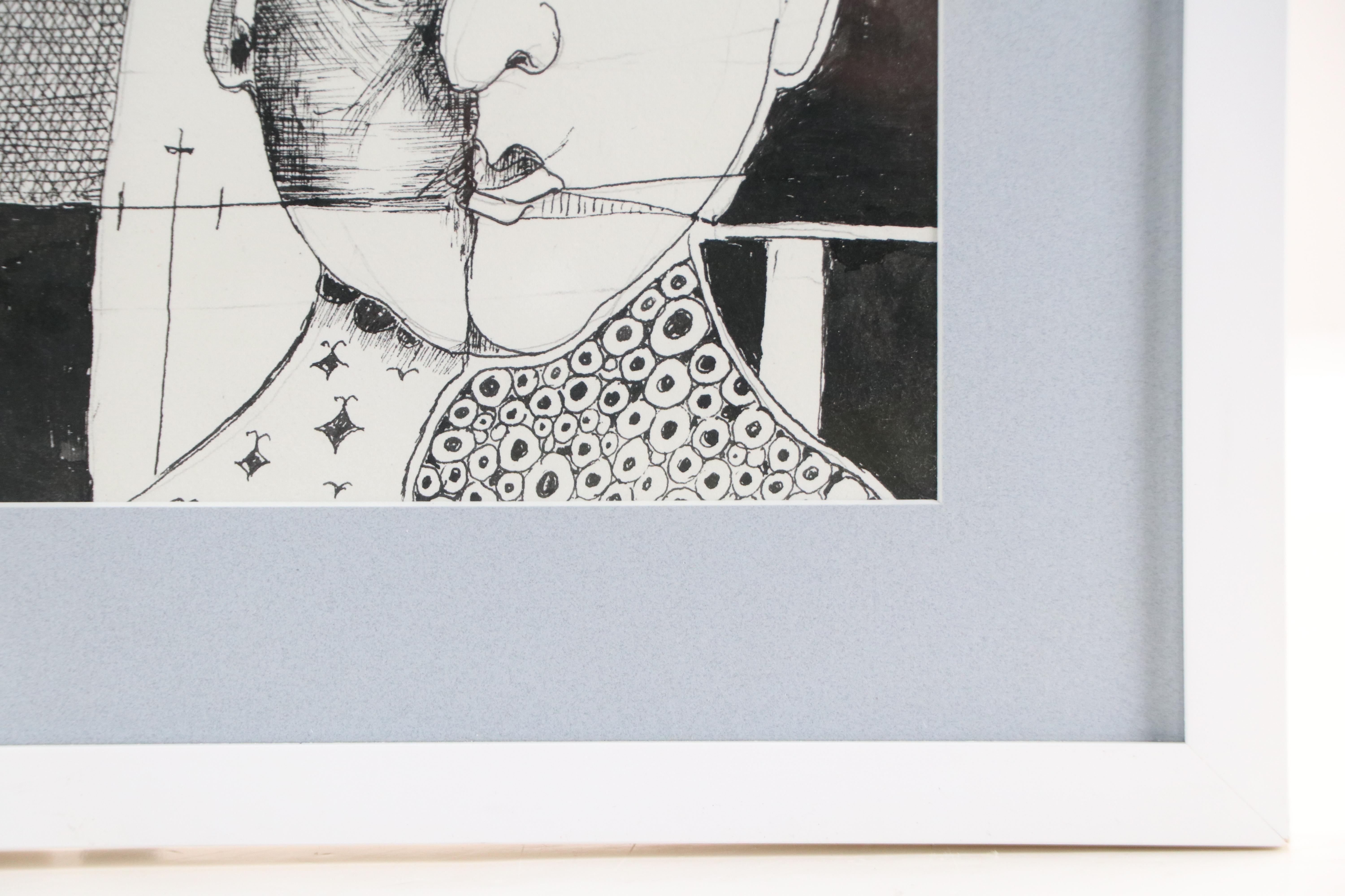 Nikolay "Kuk" Manuylov Figural Surrealist Ink Illustration, 2017