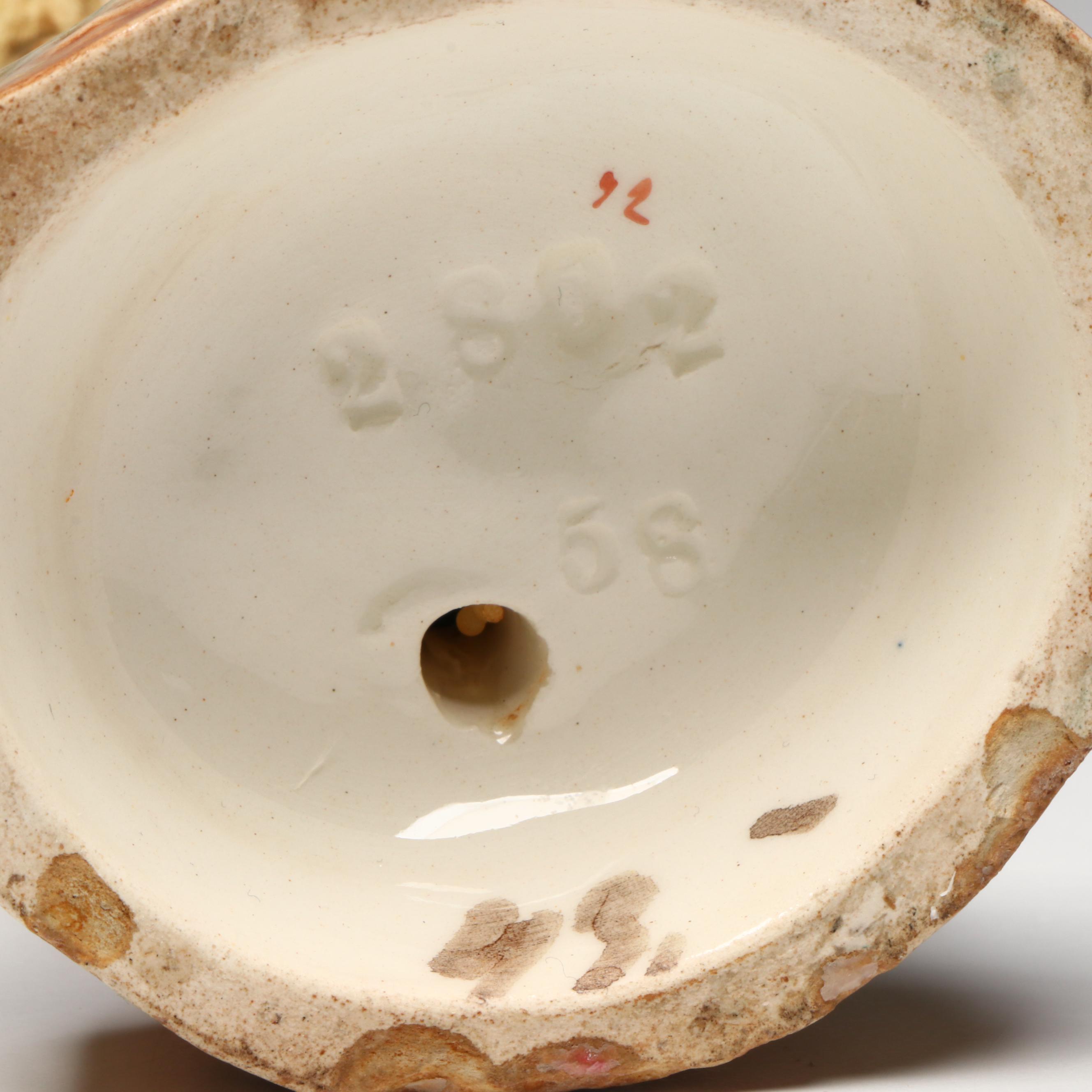 Antique Majolica Novelty Palmer Cox's Brownie Candlestick, Late 19th Century