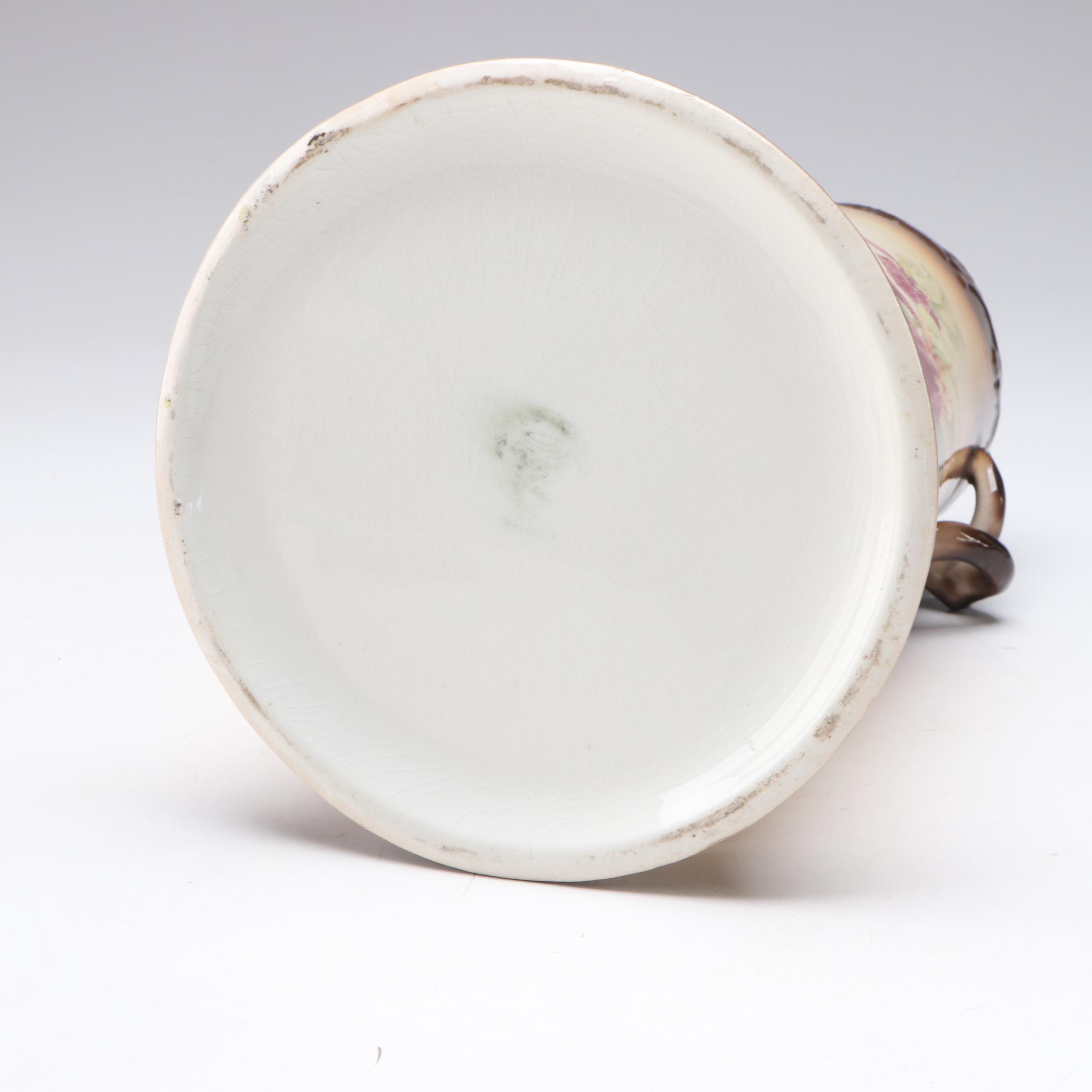 Wheeling Pottery "La Belle China" Pair of Amphora Vases, Late 19th/Early 20th C.