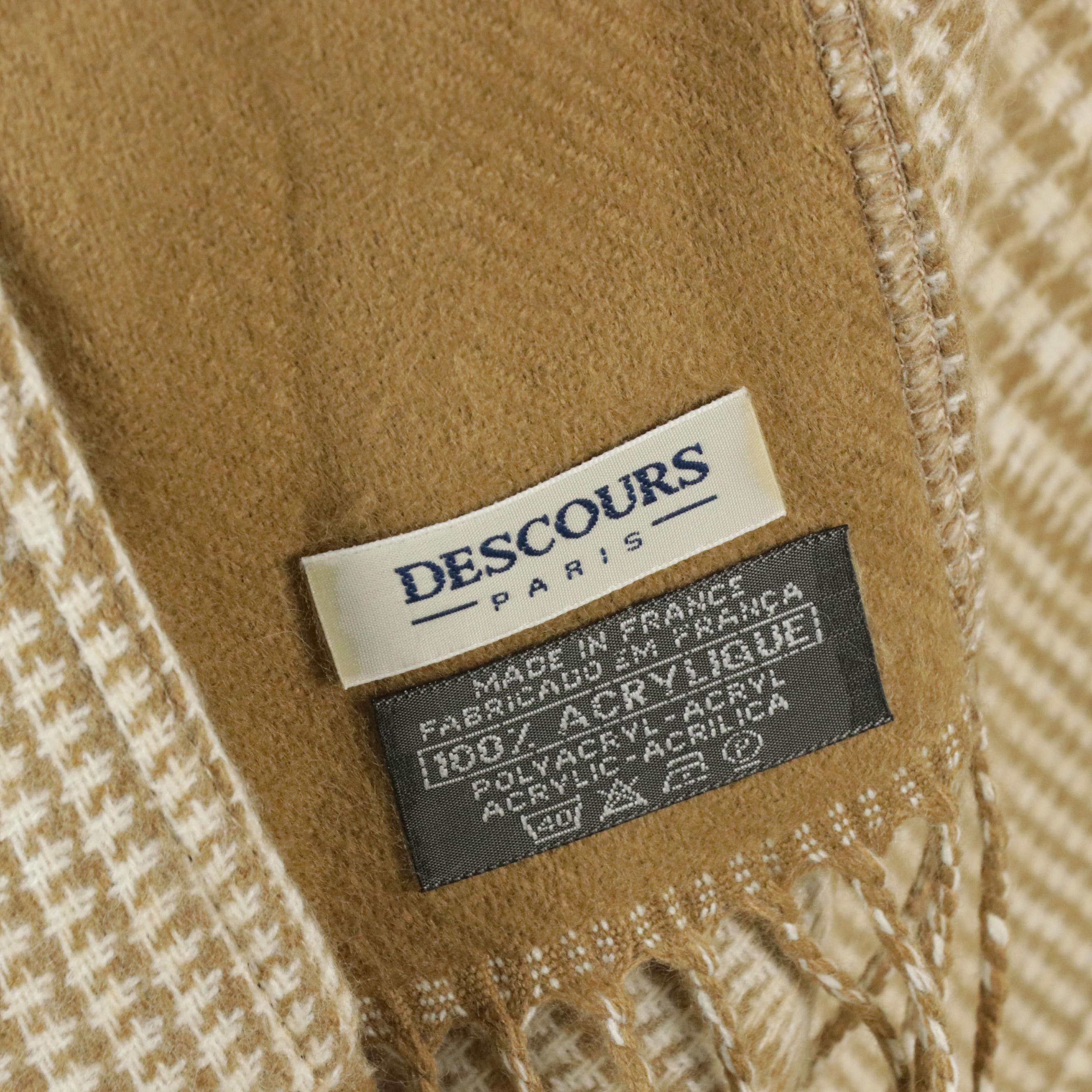 Descours of Paris Houndstooth Acrylic Fringe Ruana Wrap