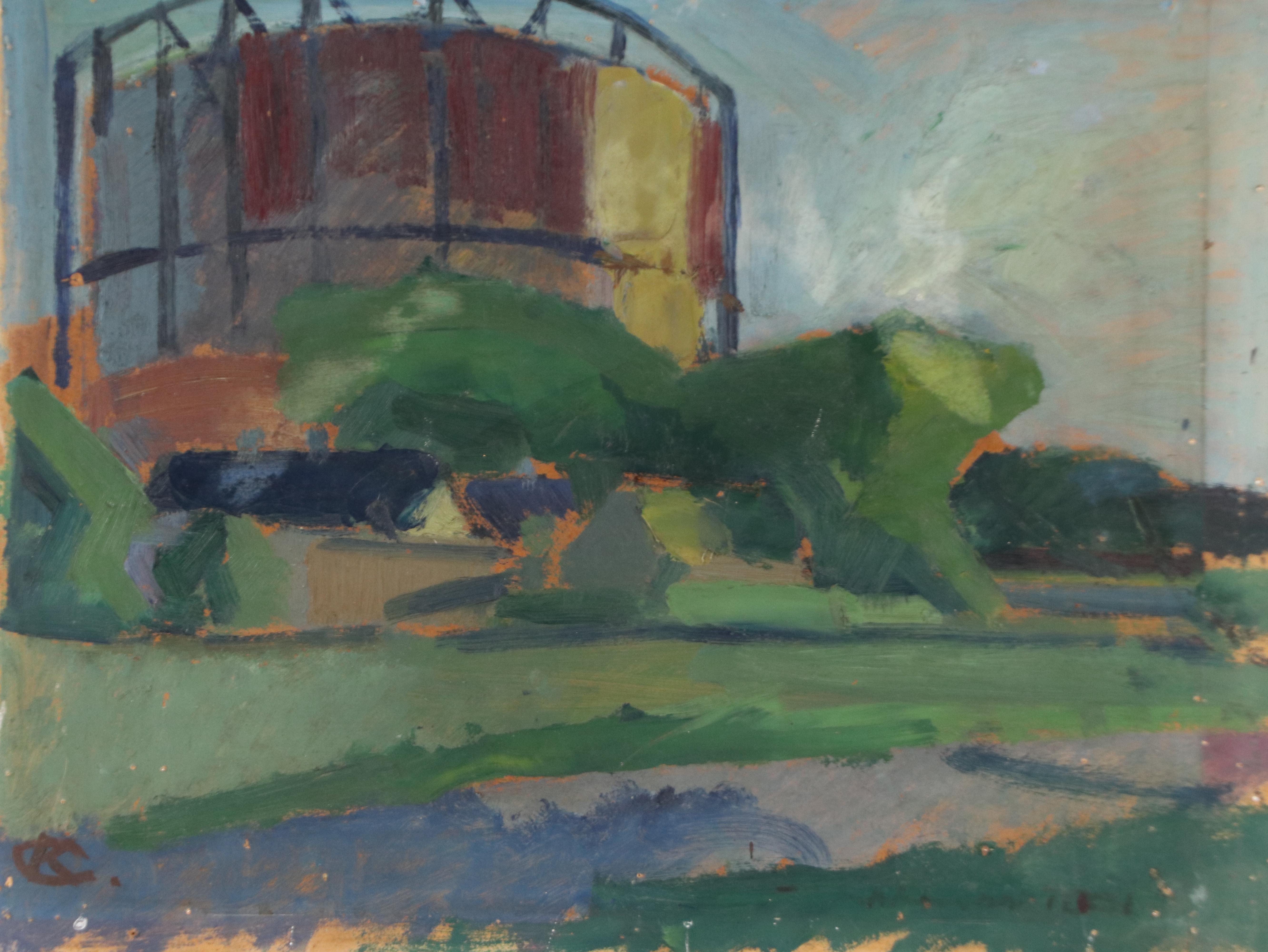 Industrial Oil Painting, Mid-20th Century