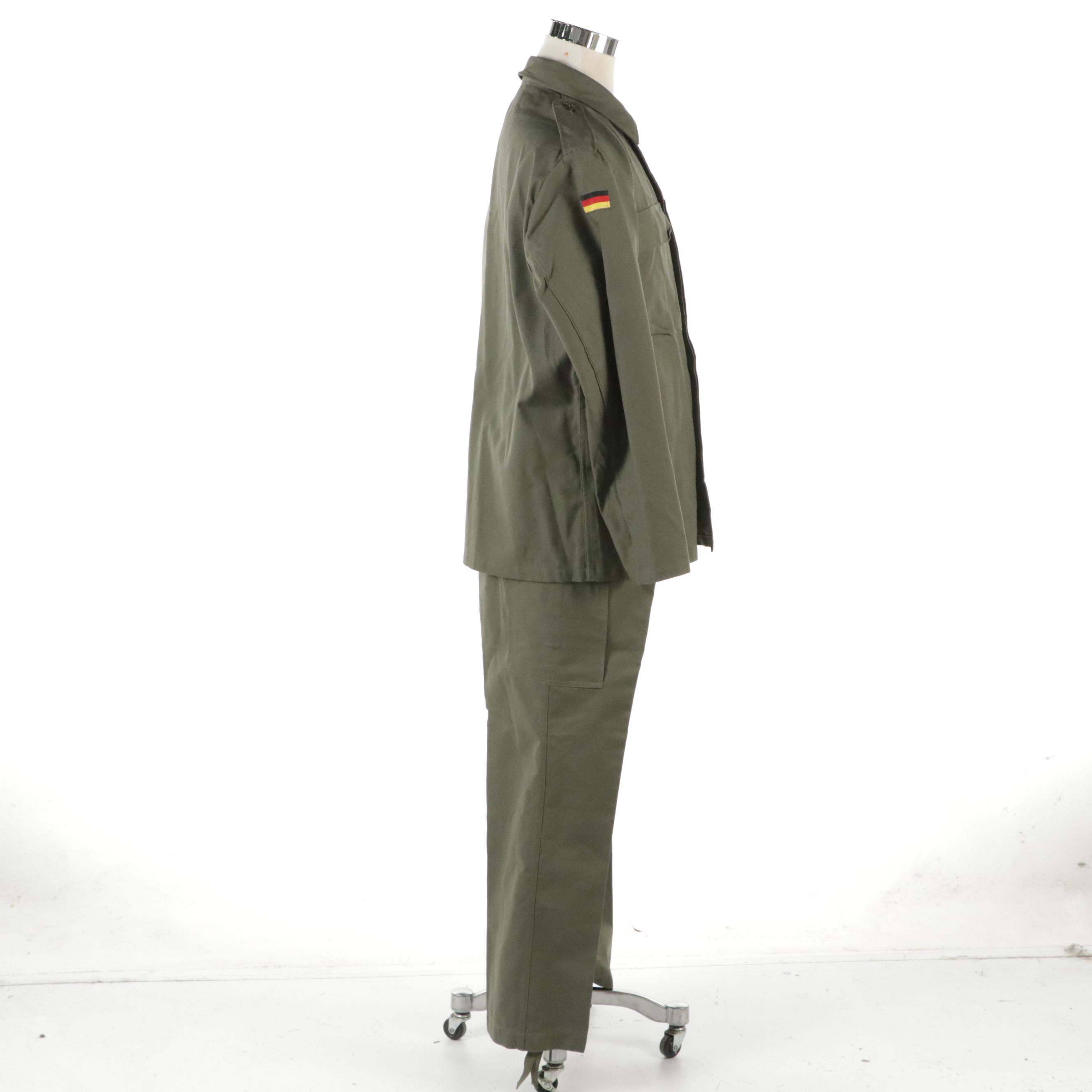 Bundeswehr Olive Battle Dress Uniform with Leather Belt, 1990s