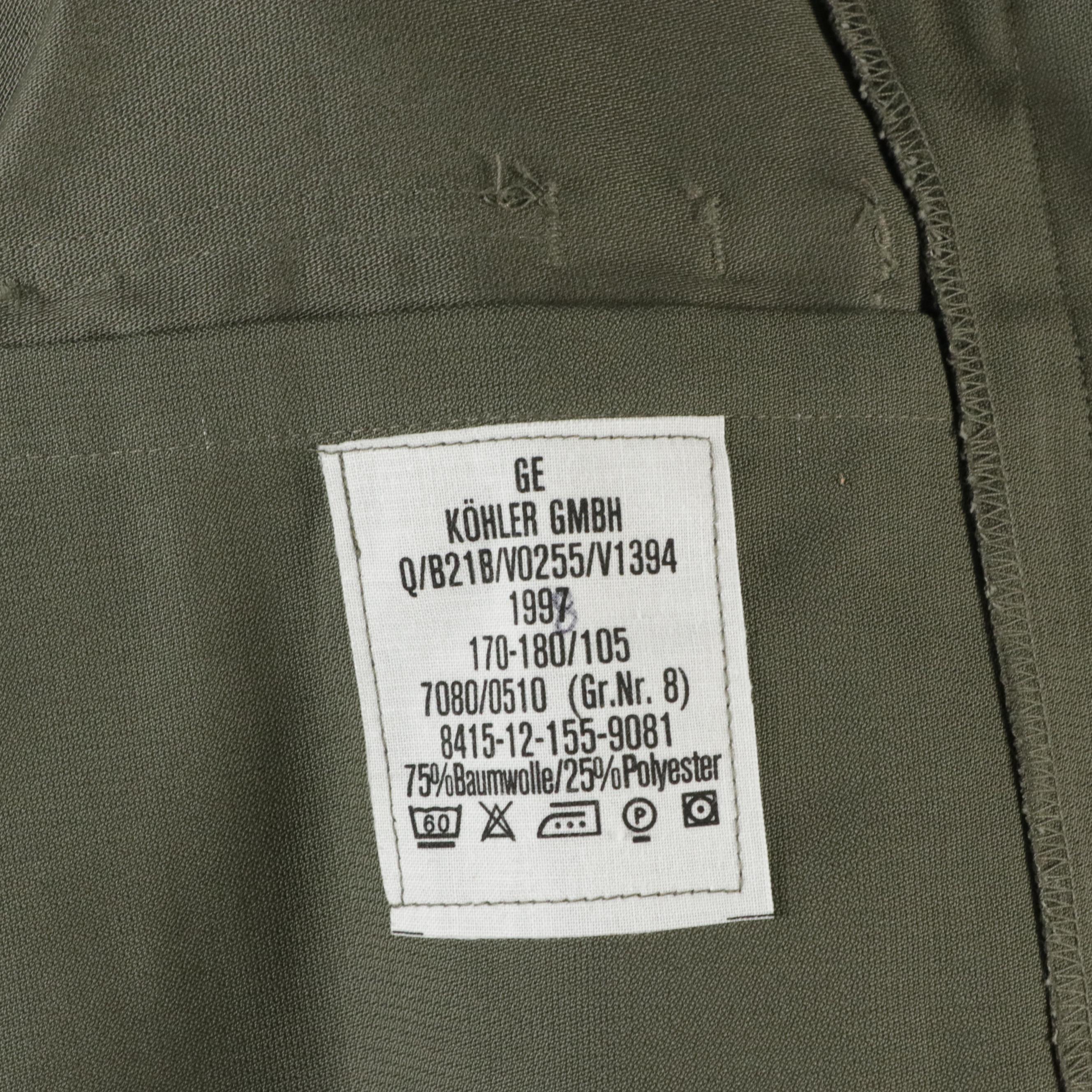 Bundeswehr Olive Battle Dress Uniform with Leather Belt, 1990s