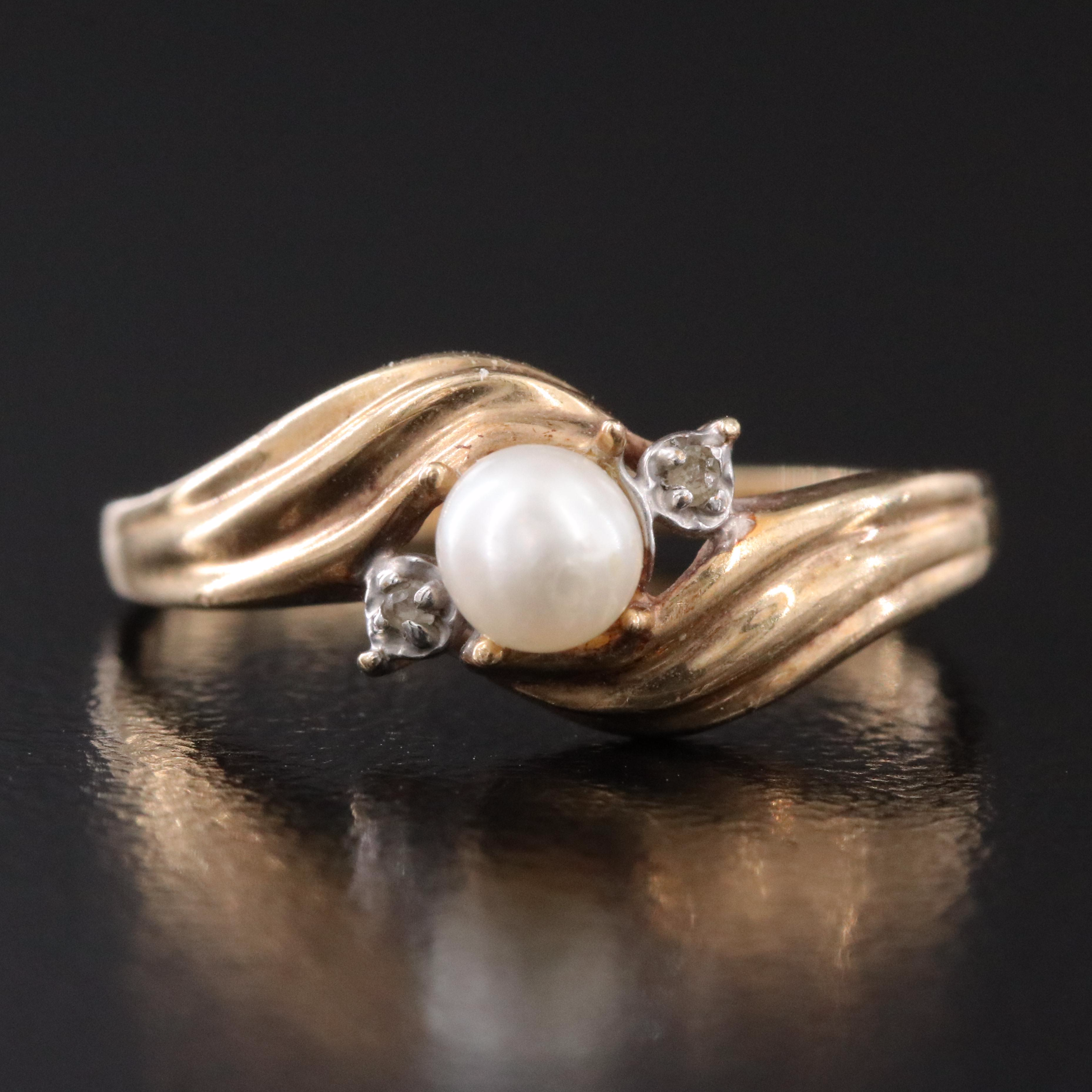 10K Pearl and Diamond Ring