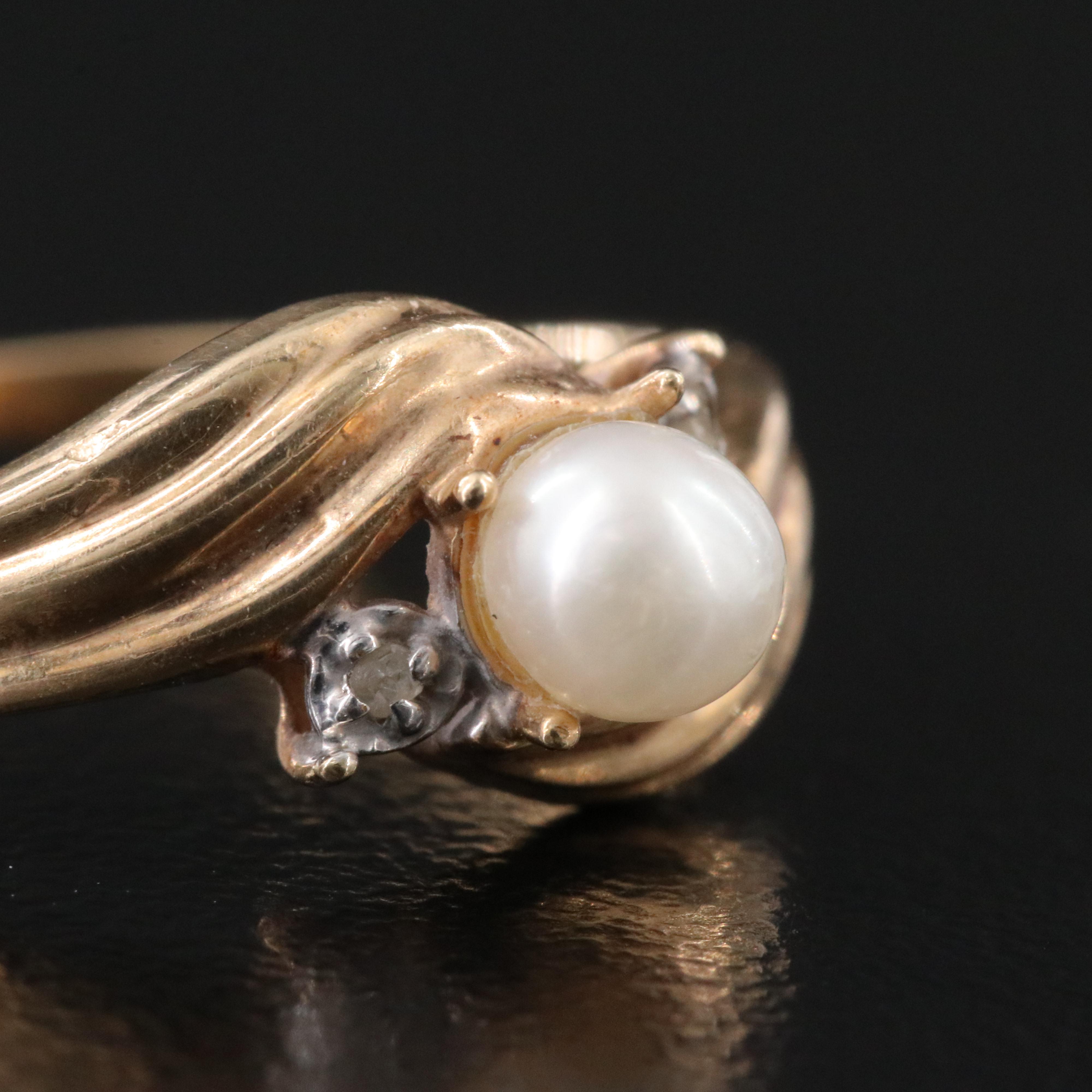 10K Pearl and Diamond Ring