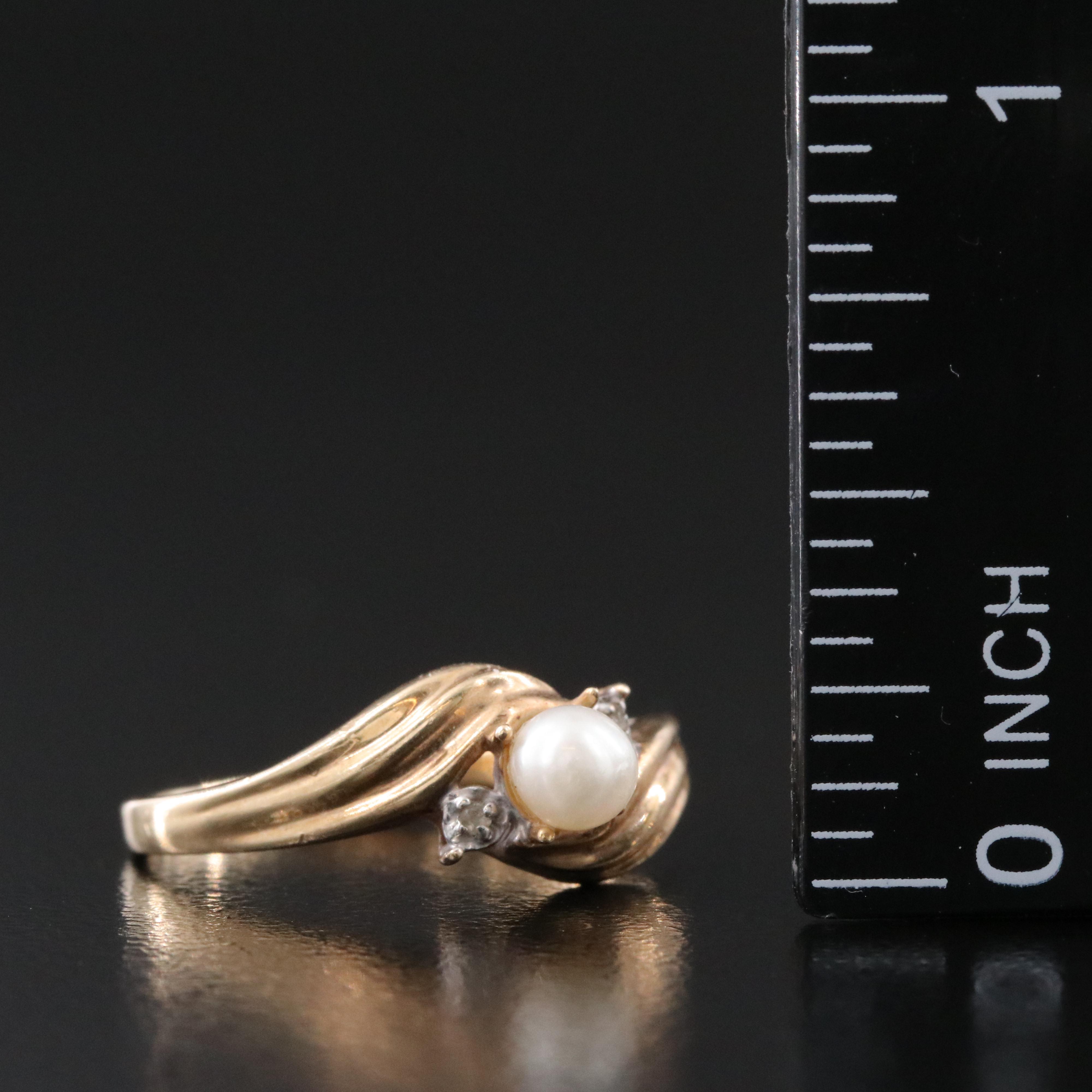 10K Pearl and Diamond Ring